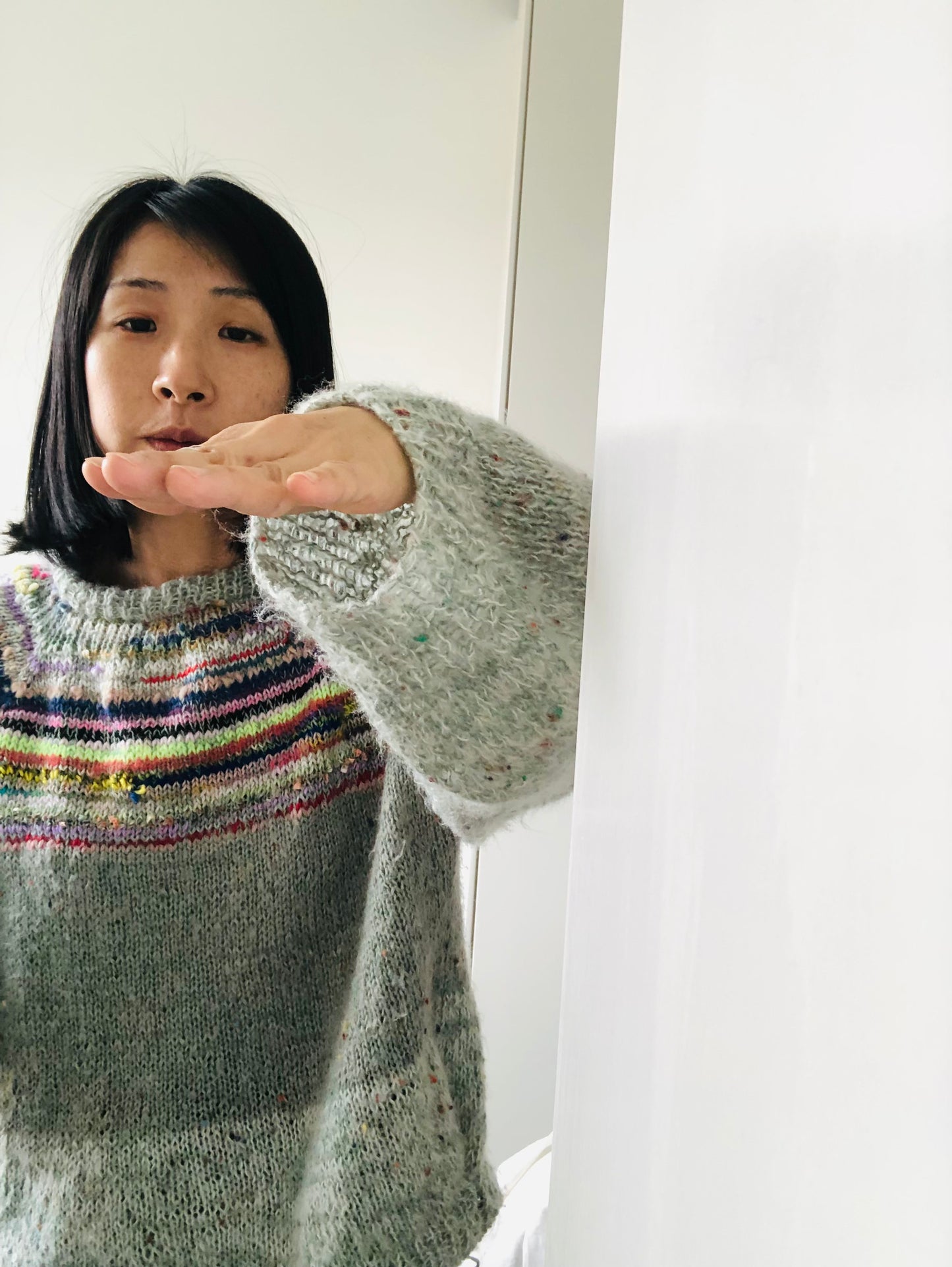 Sweater, Håndstrikket, Slow Fashion, Fancy Yarn, Unik, 1964
