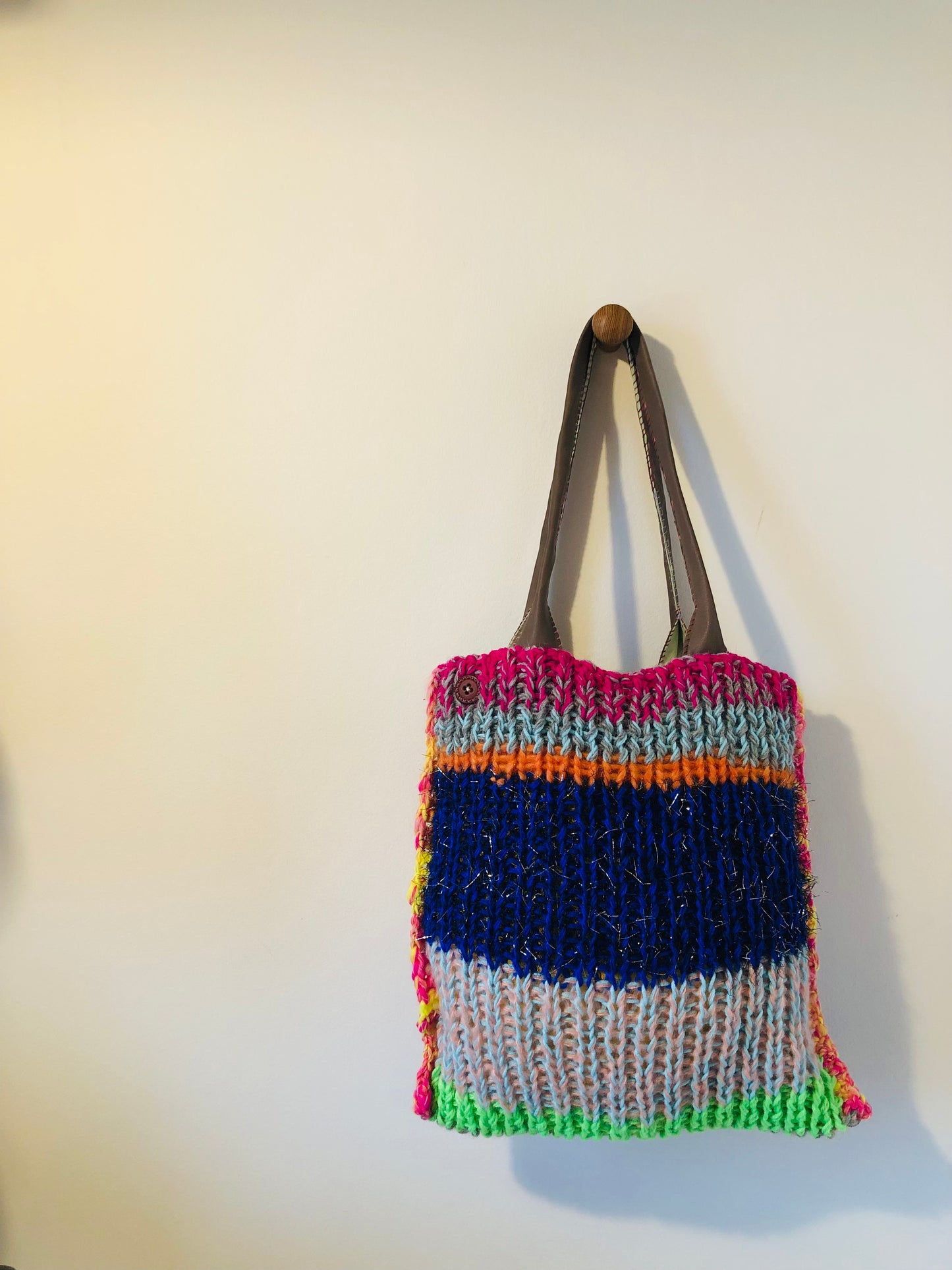 Bag Hand-sewn Yarn Tote Bag Slow Fashion Handmade 2319