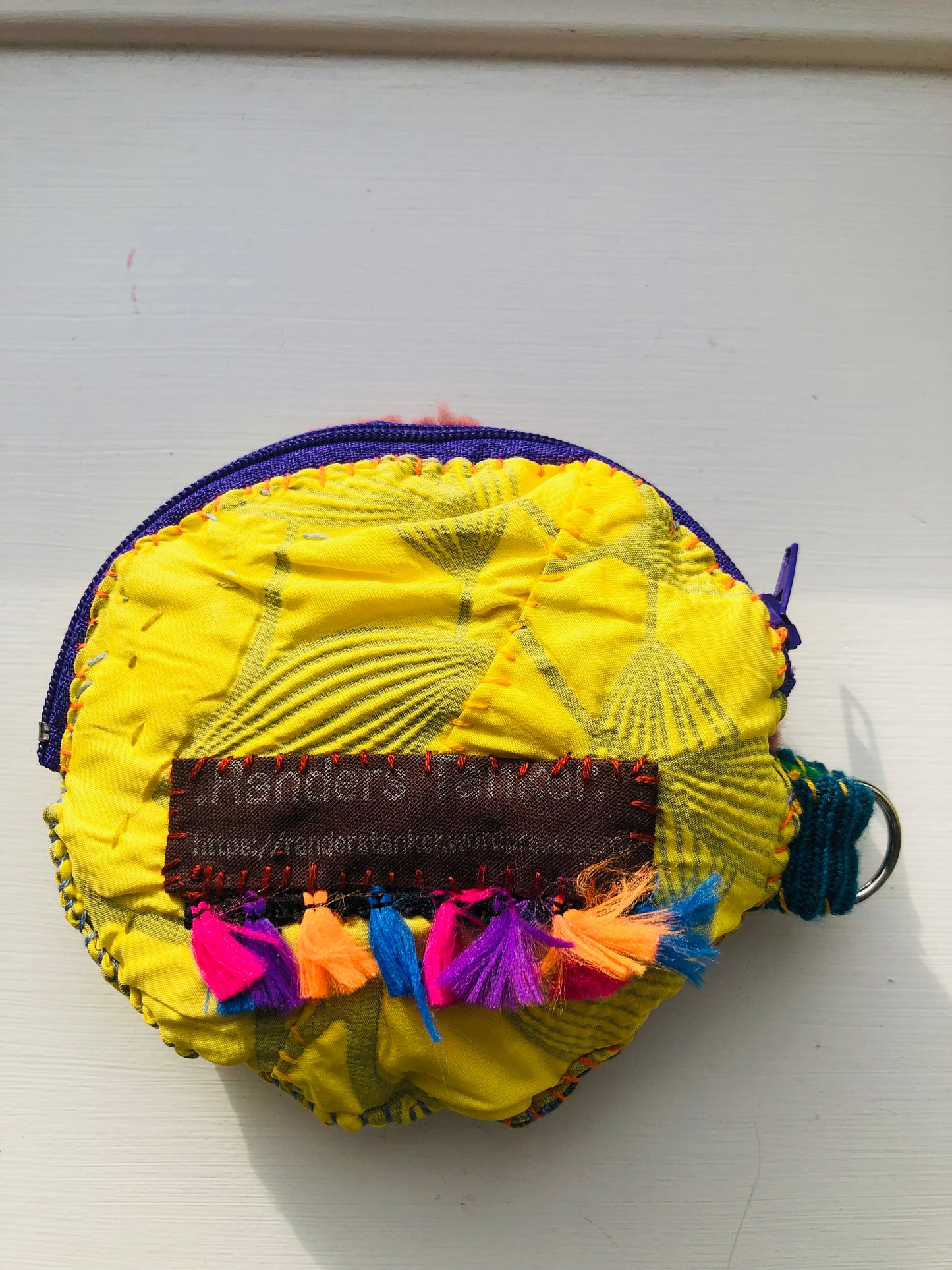 Coin case Beads Hand-sewn Embroidery Fabric Coin purse Handmade 1968