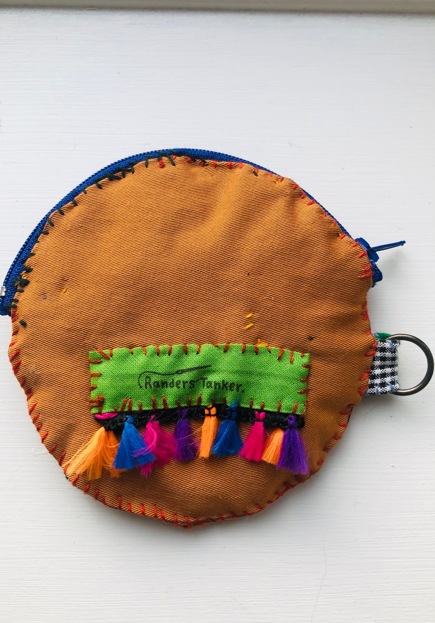 Coin case Beads Hand-sewn Embroidery Fabric Coin purse Handmade 1967