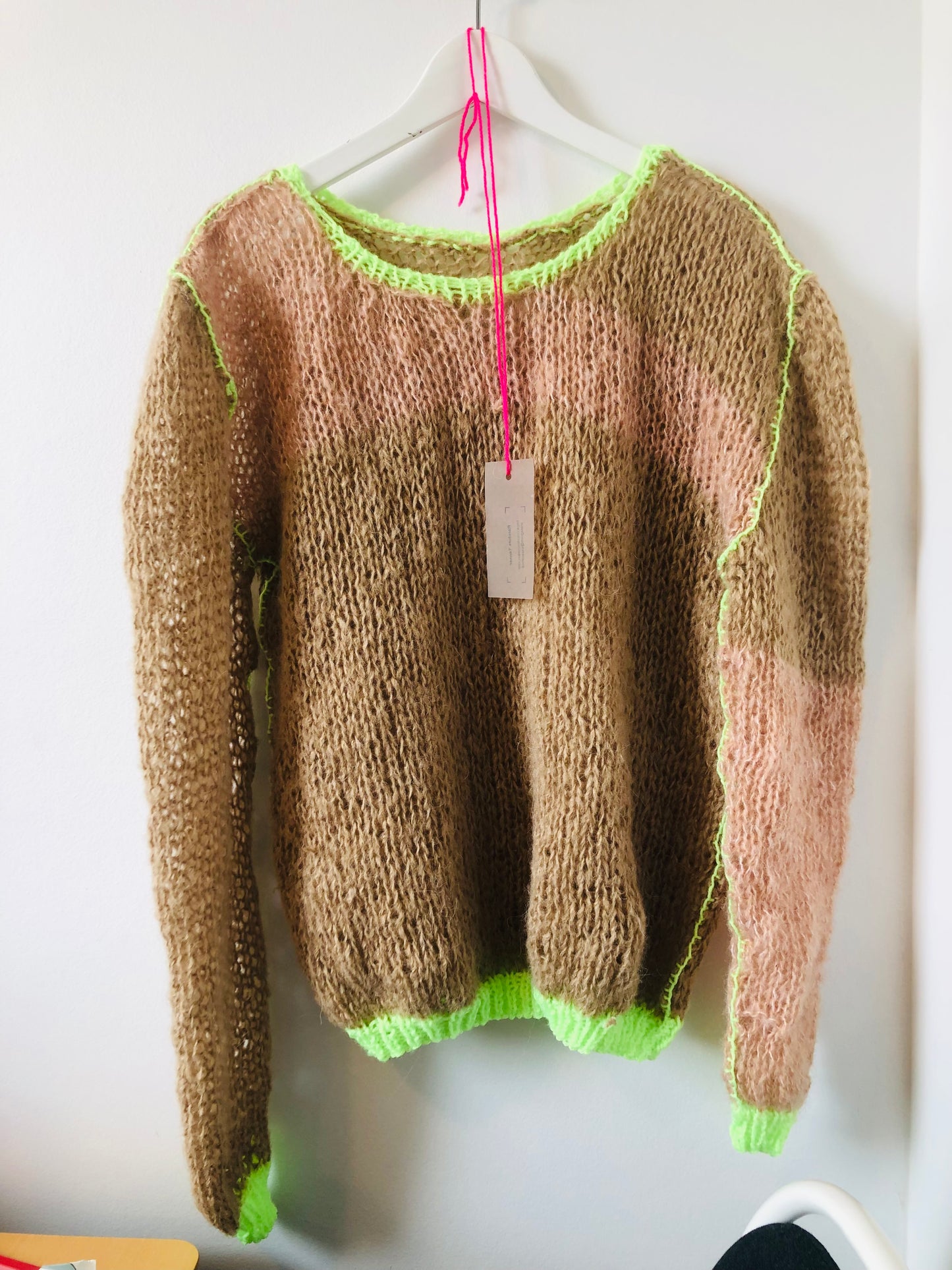 Håndstrikket sweater, slow fashion, fancy garn, transparent, unik, 1982