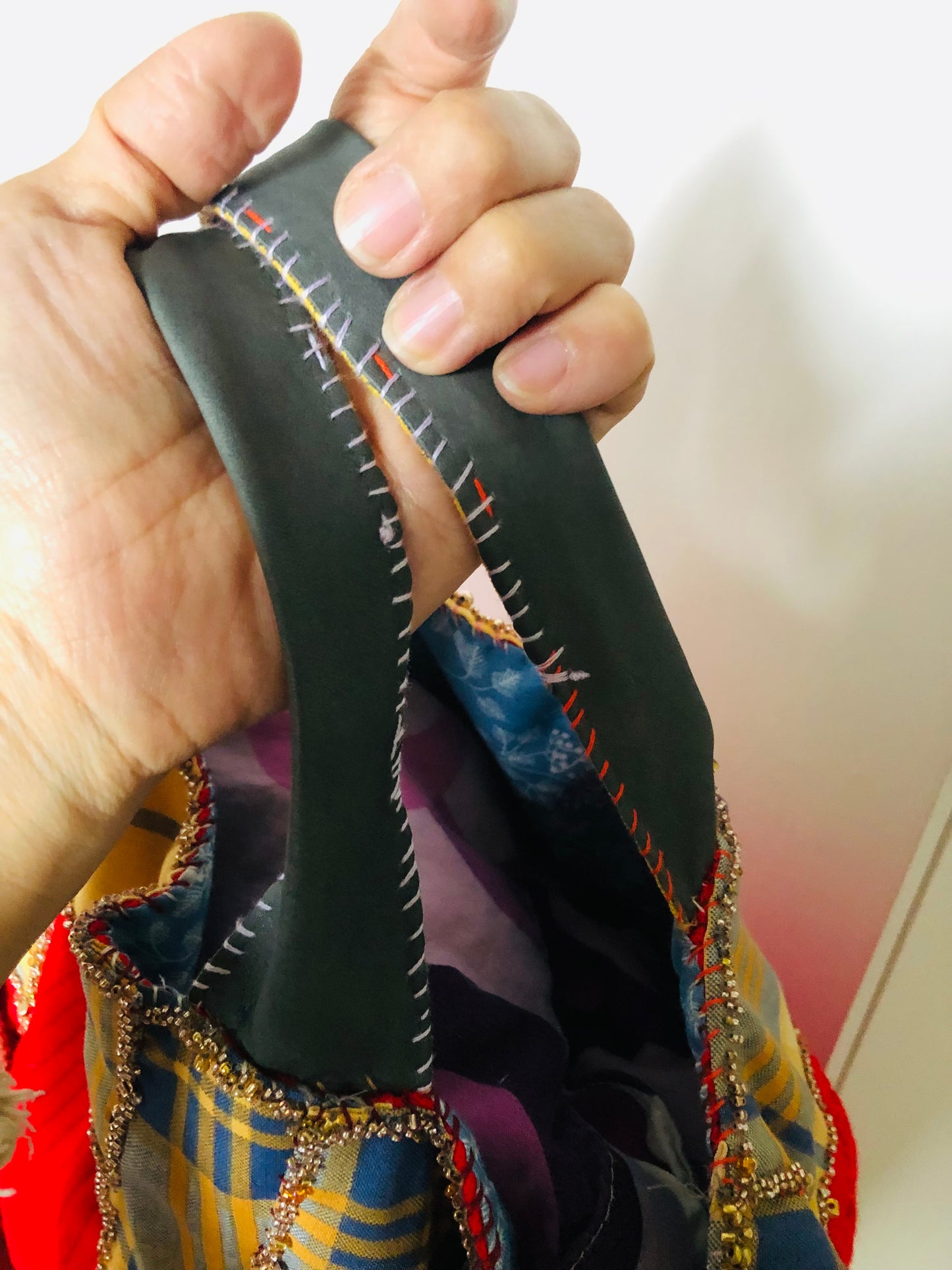 Bag Hand-sewn Fabric Tote Bag Slow Fashion Handmade 2332