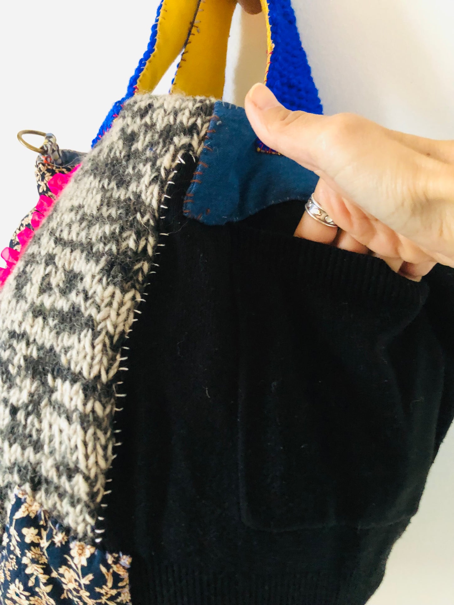 Bag Hand-sewn Fabric Tote Bag Slow Fashion Handmade 2333