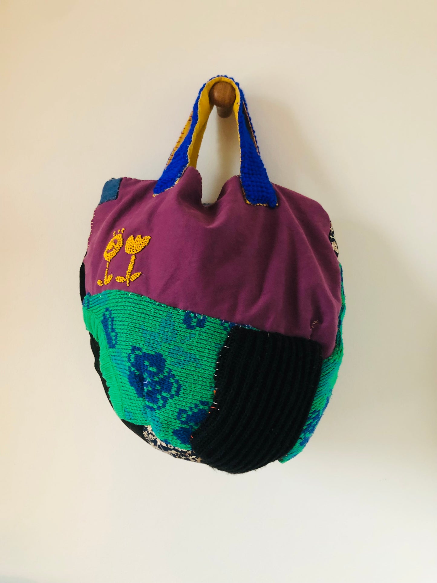 Bag Hand-sewn Fabric Tote Bag Slow Fashion Handmade 2333