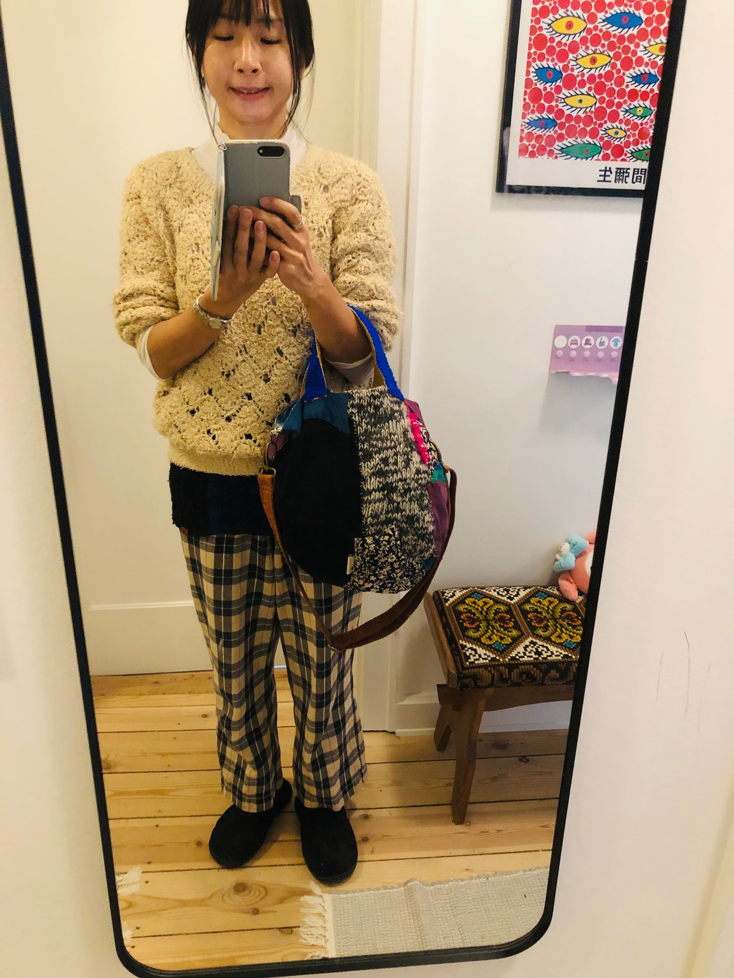 Bag Hand-sewn Fabric Tote Bag Slow Fashion Handmade 2333