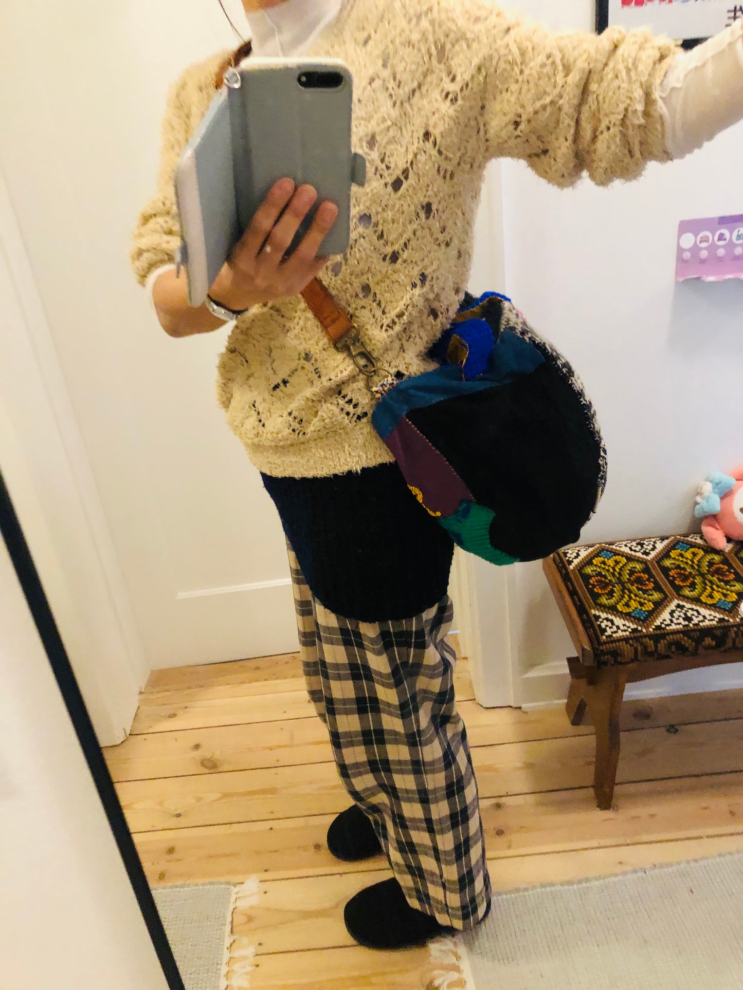 Bag Hand-sewn Fabric Tote Bag Slow Fashion Handmade 2333