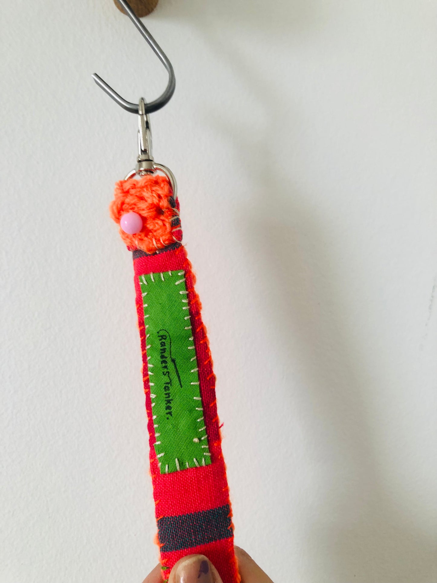 Strap (short) strap Hand-knitted strap Thin Hand-sewn Fabric Wool Shoulder strap Slow fashion Handmade 1987