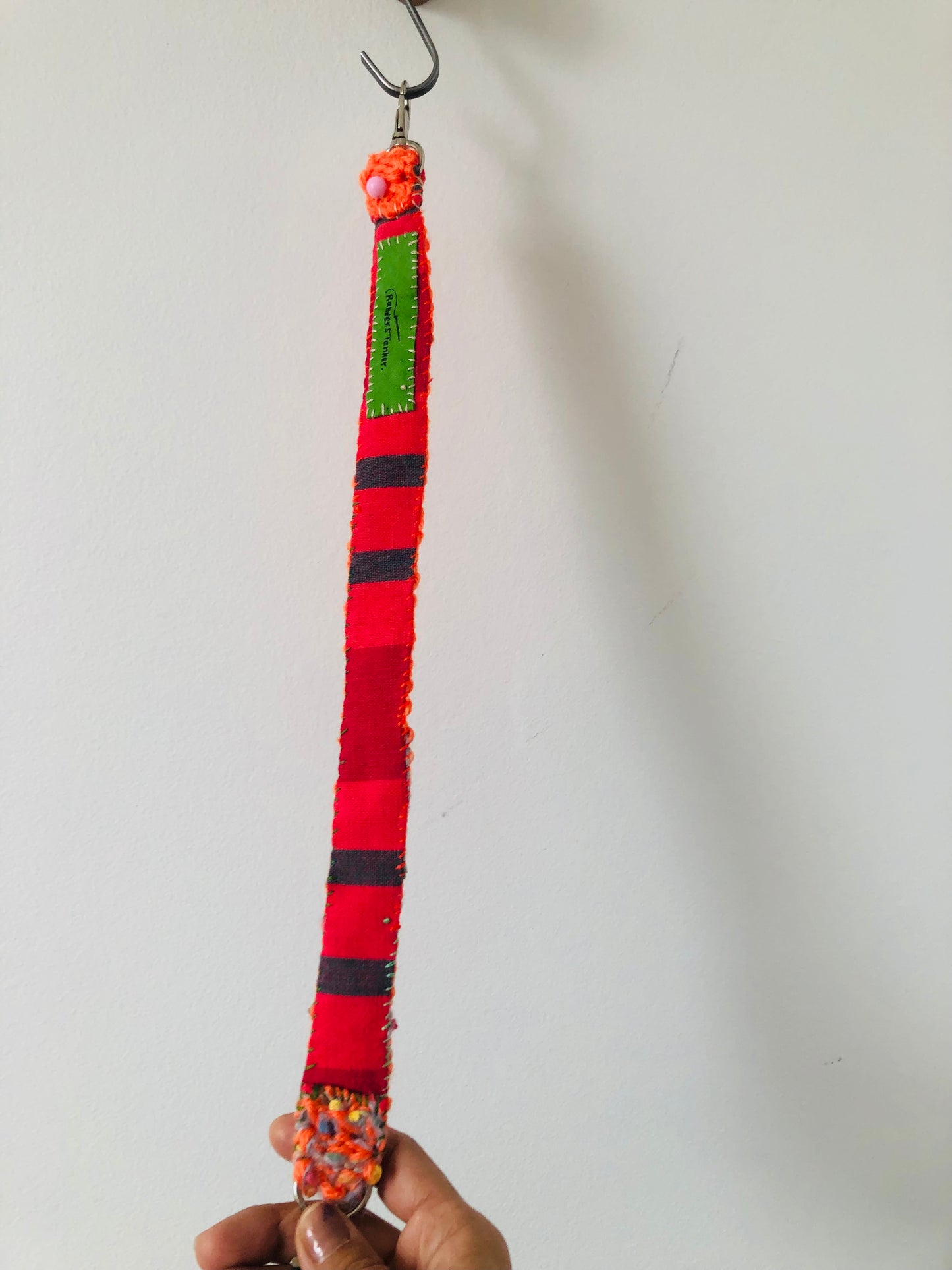 Strap (short) strap Hand-knitted strap Thin Hand-sewn Fabric Wool Shoulder strap Slow fashion Handmade 1987