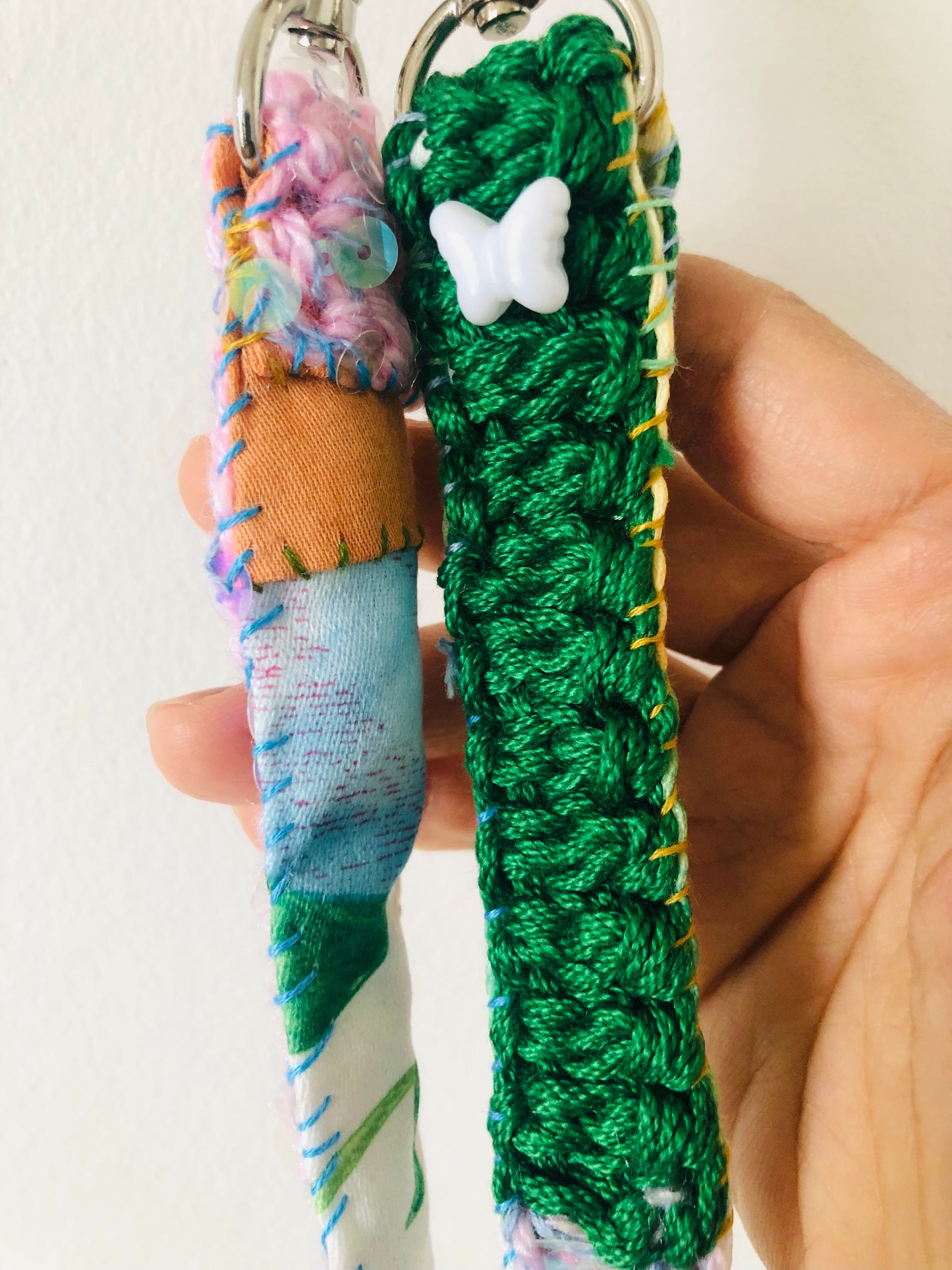 Strap (short) strap Hand-knitted strap Thin Hand-sewn Fabric Wool Shoulder strap Slow fashion Handmade 1986