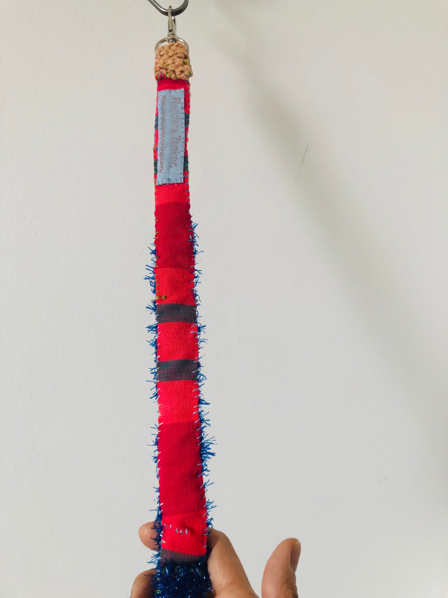 Strap (short) strap Hand-knitted strap Thin Hand-sewn Fabric Yarn Shoulder strap Slow fashion Handmade 1988
