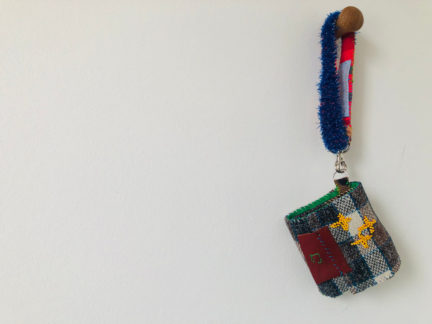 Strap (short) strap Hand-knitted strap Thin Hand-sewn Fabric Yarn Shoulder strap Slow fashion Handmade 1988