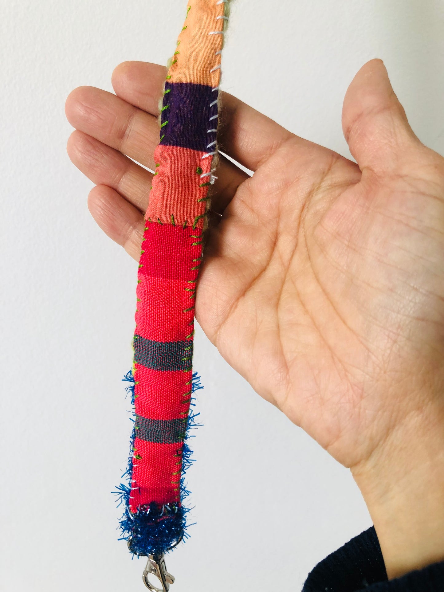 Strap (short) strap Hand-knitted strap Thin Hand-sewn Fabric Yarn Shoulder strap Slow fashion Handmade 1985