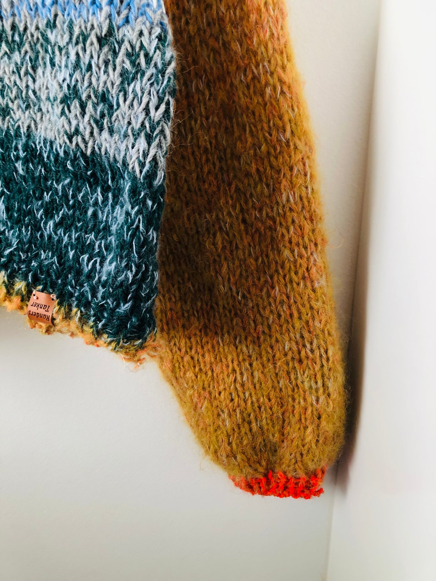 Hand-knitted sweater, slow fashion, fancy yarn, oneofakind, short length, 2334