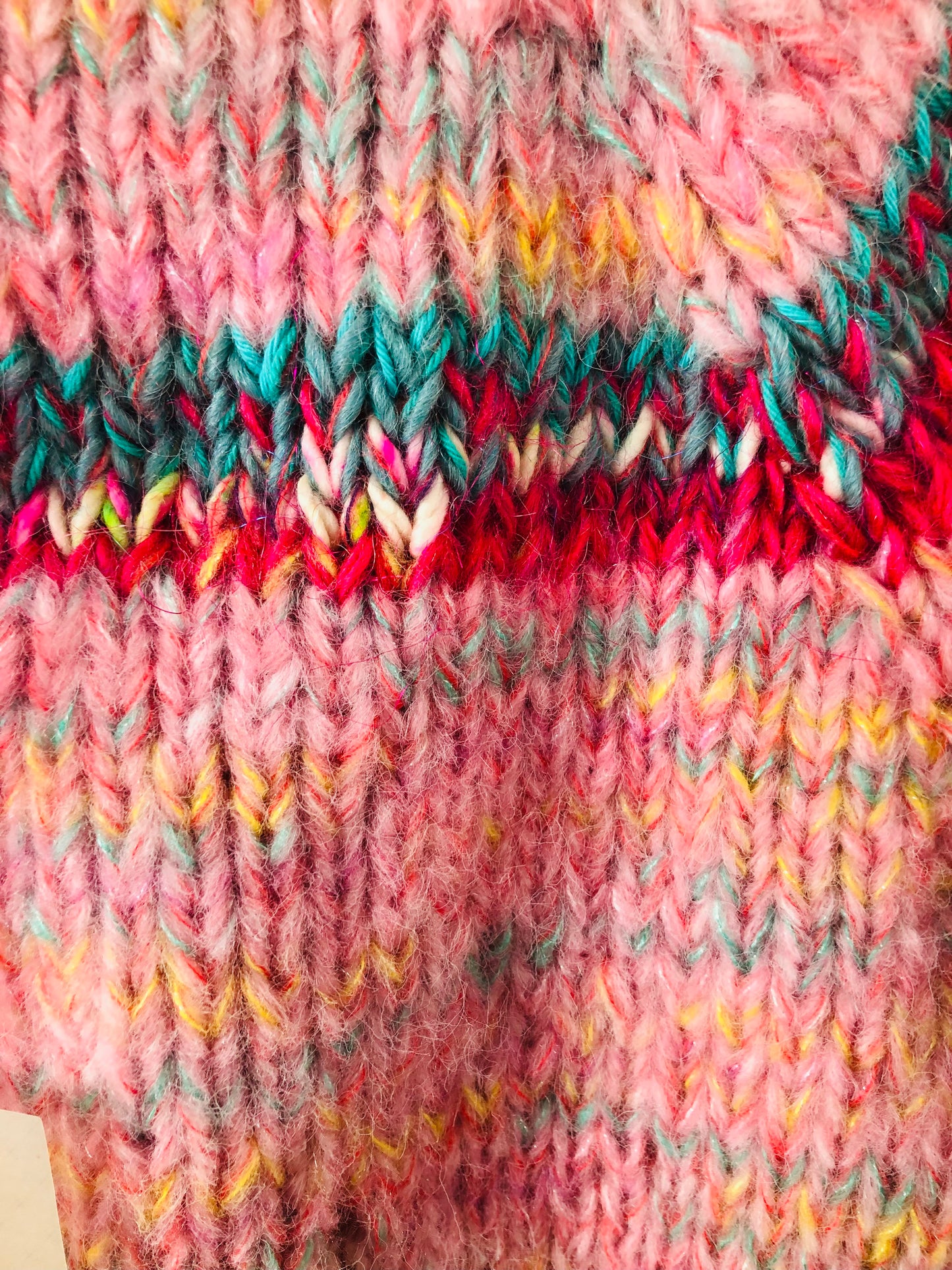 Hand-knitted sweater, slow fashion, fancy yarn, oneofakind, short length, 2335