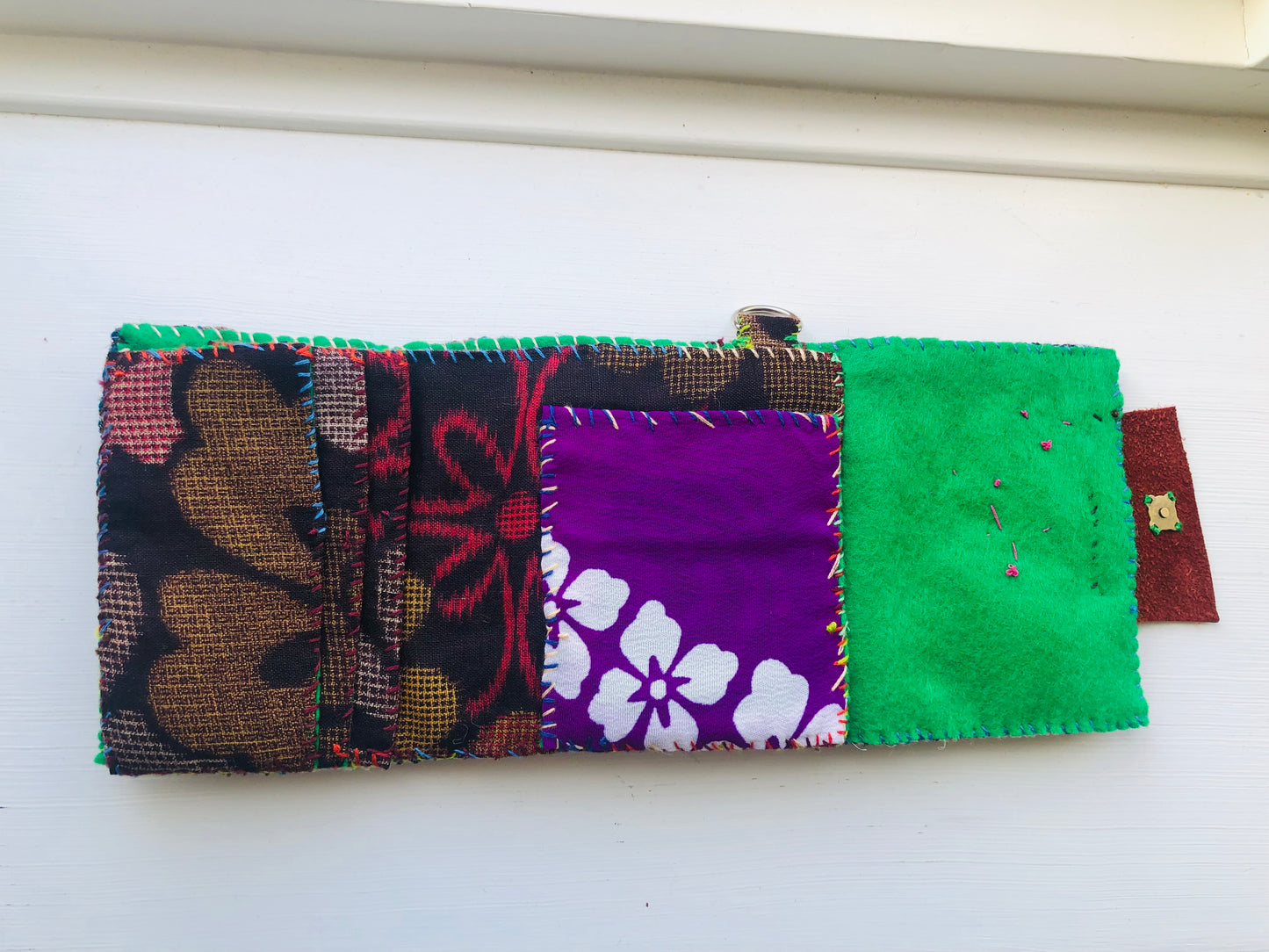 Wallet Fabric Wallet Handmade Hand-sewn Embroidered Patchwork Bi-fold 1971