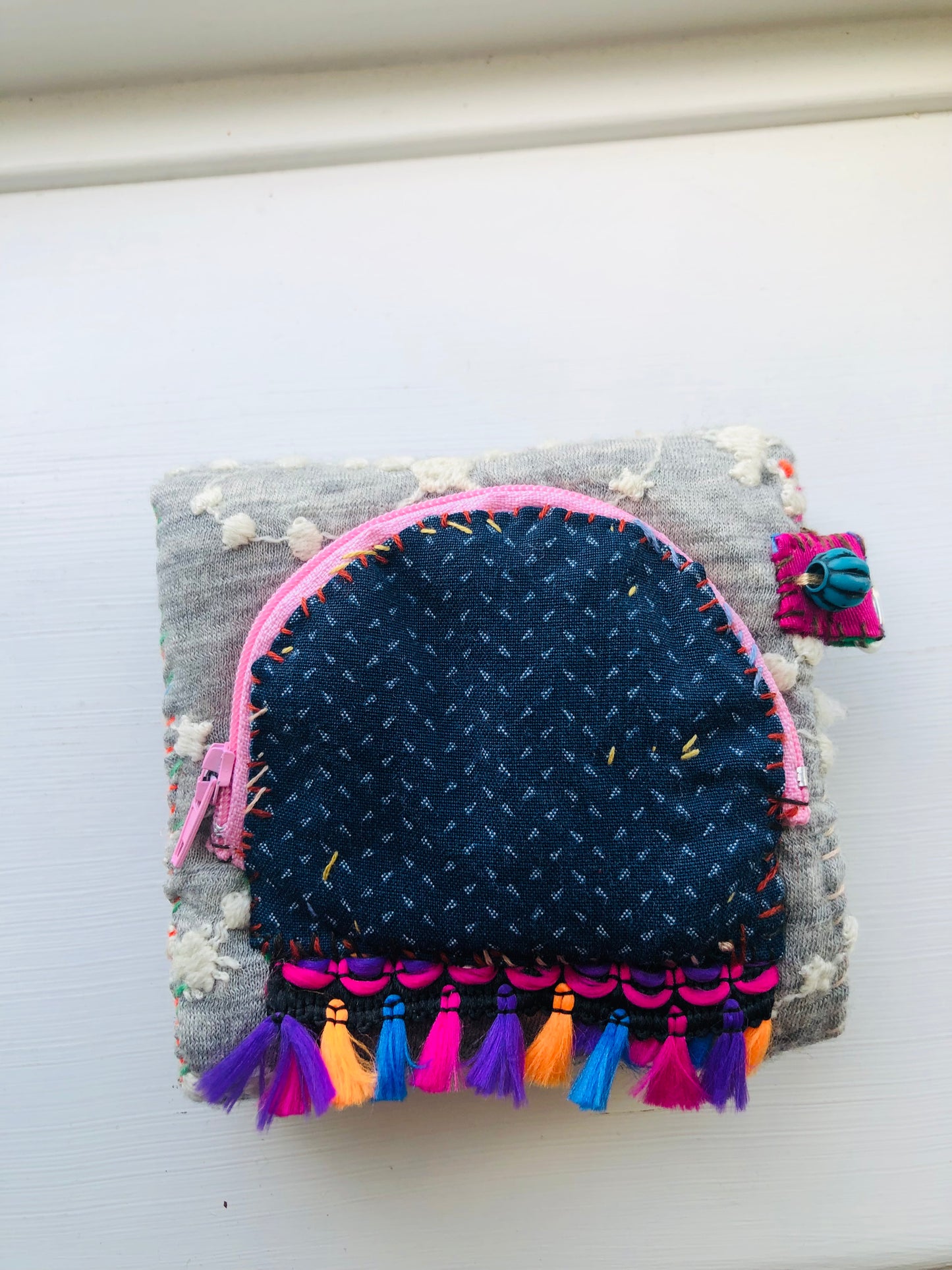 Wallet Fabric Wallet Handmade Hand-sewn Embroidered Patchwork Bi-fold 1981