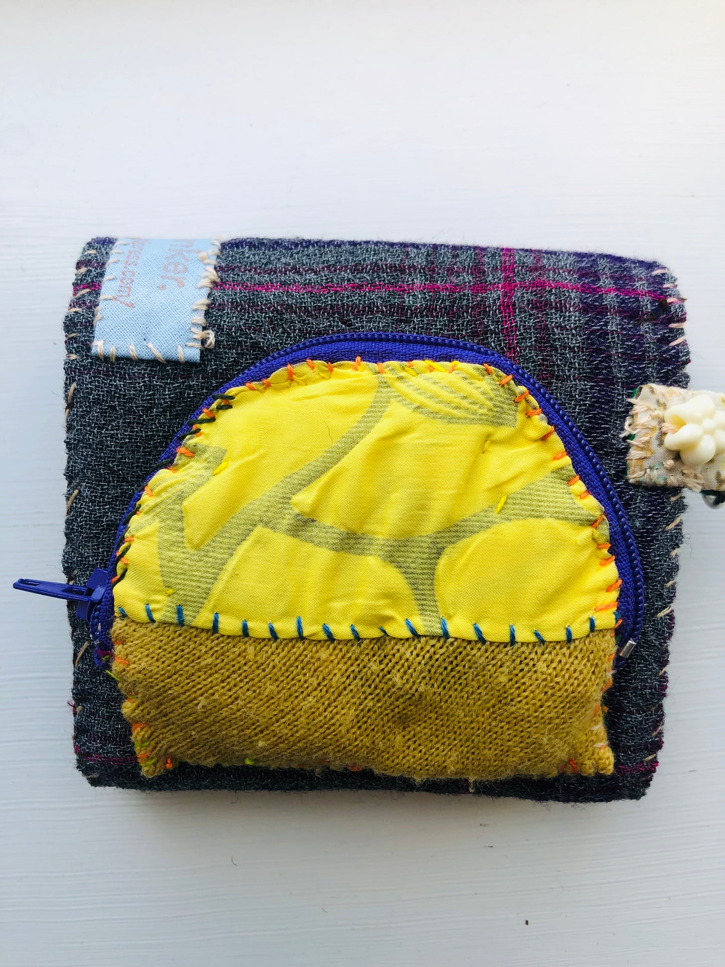 Wallet Fabric Wallet Handmade Hand-sewn Embroidered Patchwork Bi-fold 1977