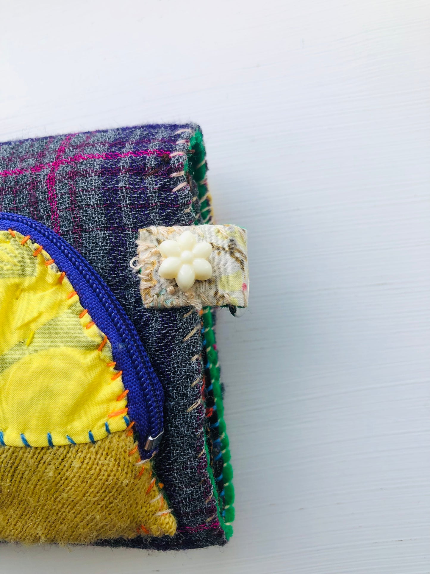 Wallet Fabric Wallet Handmade Hand-sewn Embroidered Patchwork Bi-fold 1977