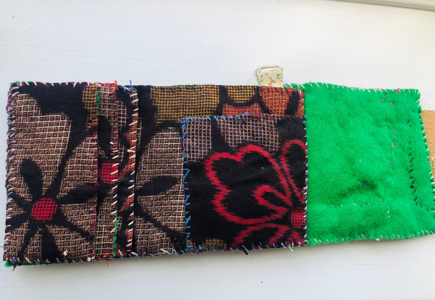 Wallet Fabric Wallet Handmade Hand-sewn Embroidered Patchwork Bi-fold 1977