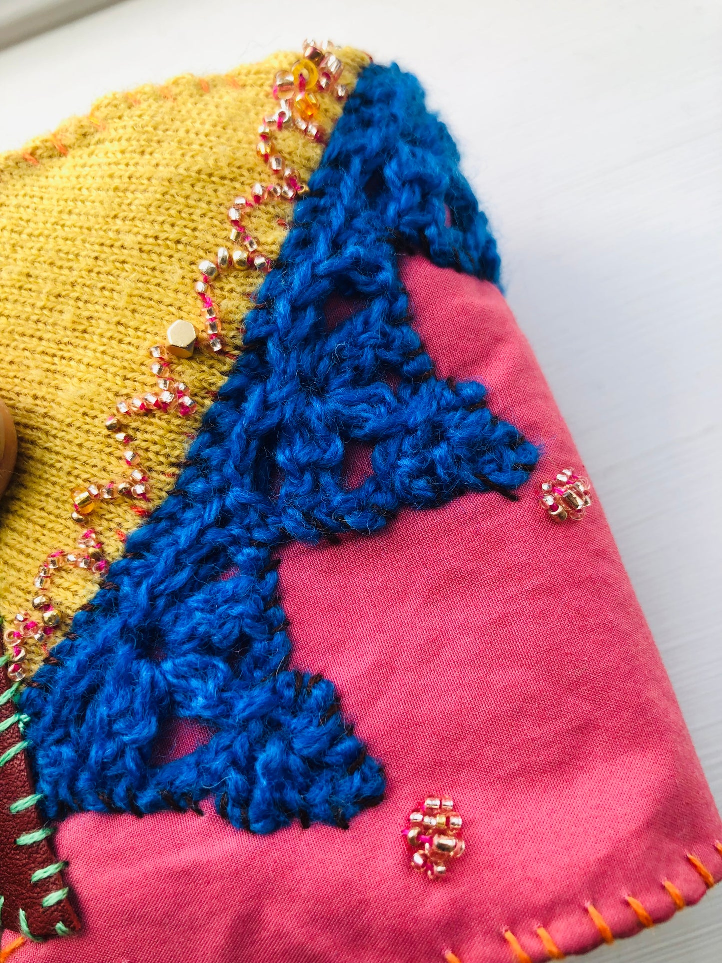 Wallet Fabric Wallet Handmade Hand-sewn Embroidered Patchwork Bi-fold 1973