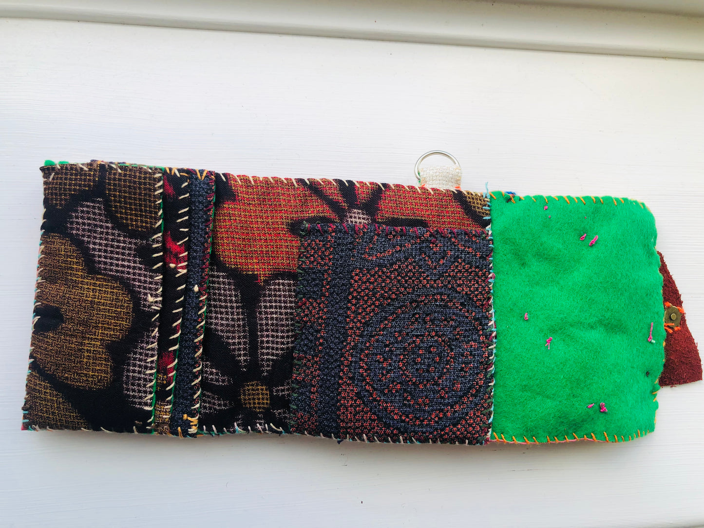 Wallet Fabric Wallet Handmade Hand-sewn Embroidered Patchwork Bi-fold 1973