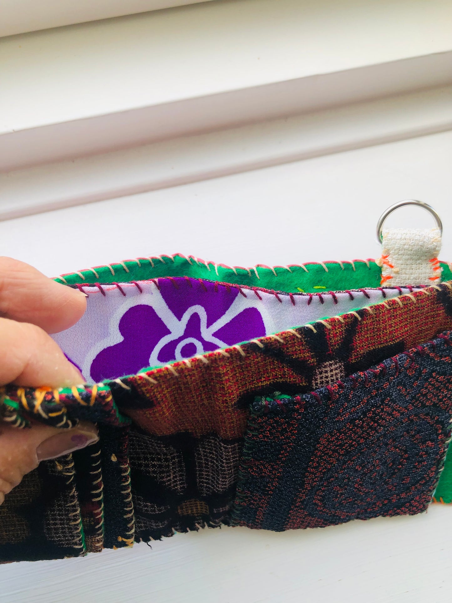 Wallet Fabric Wallet Handmade Hand-sewn Embroidered Patchwork Bi-fold 1973