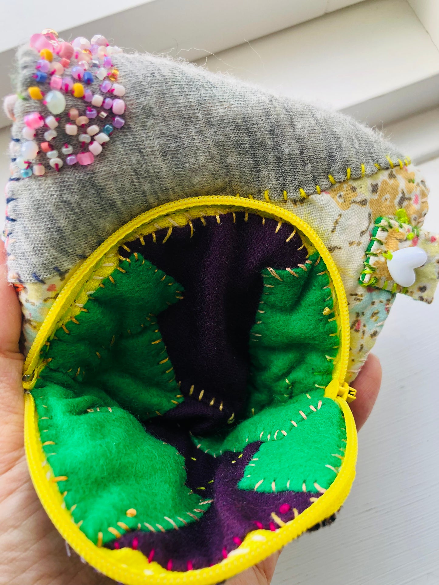 Wallet Fabric Wallet Handmade Hand-sewn Embroidered Patchwork Bi-fold 1979