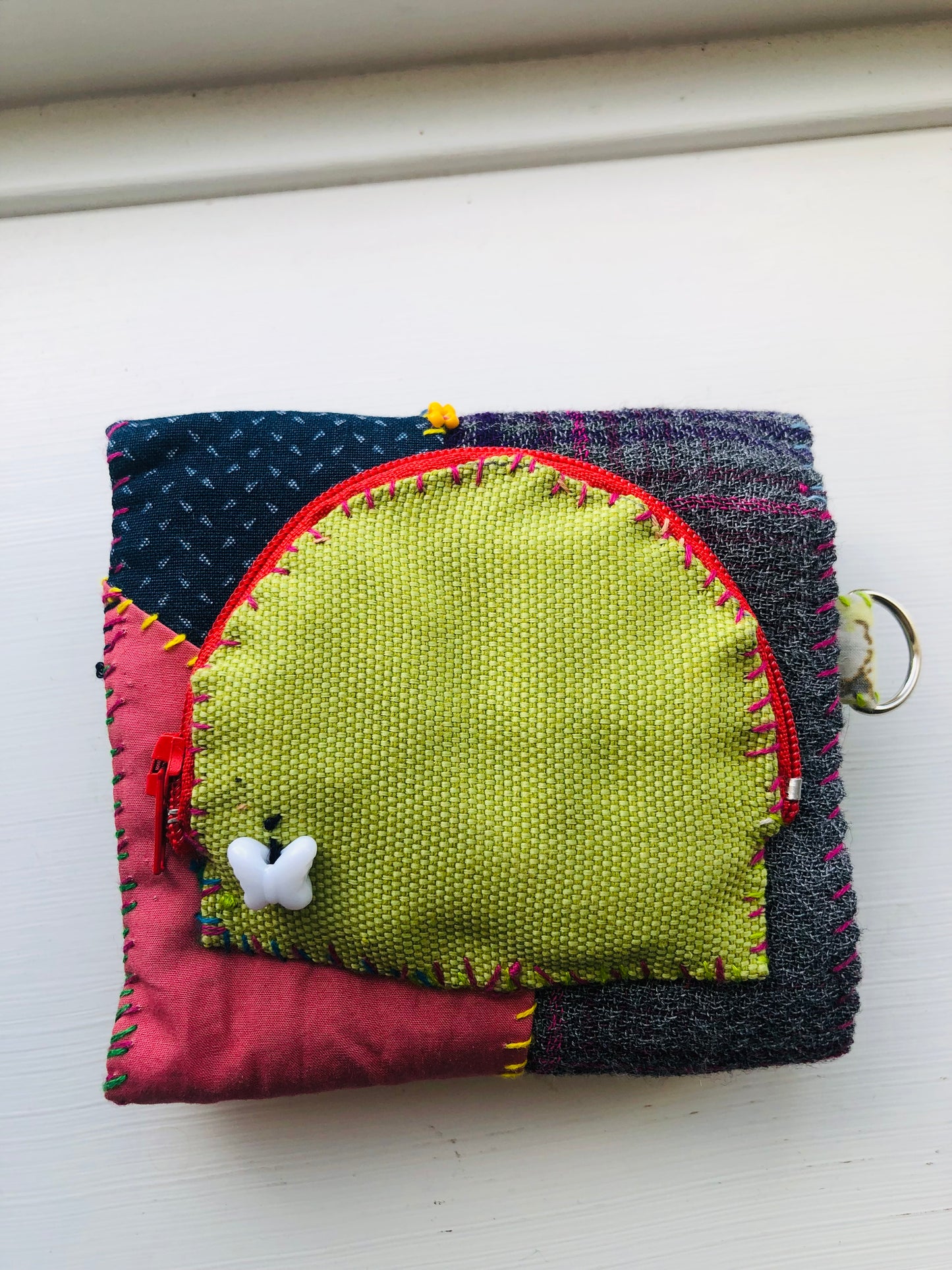 Wallet Fabric Wallet Handmade Hand-sewn Embroidered Patchwork Bi-fold 1978