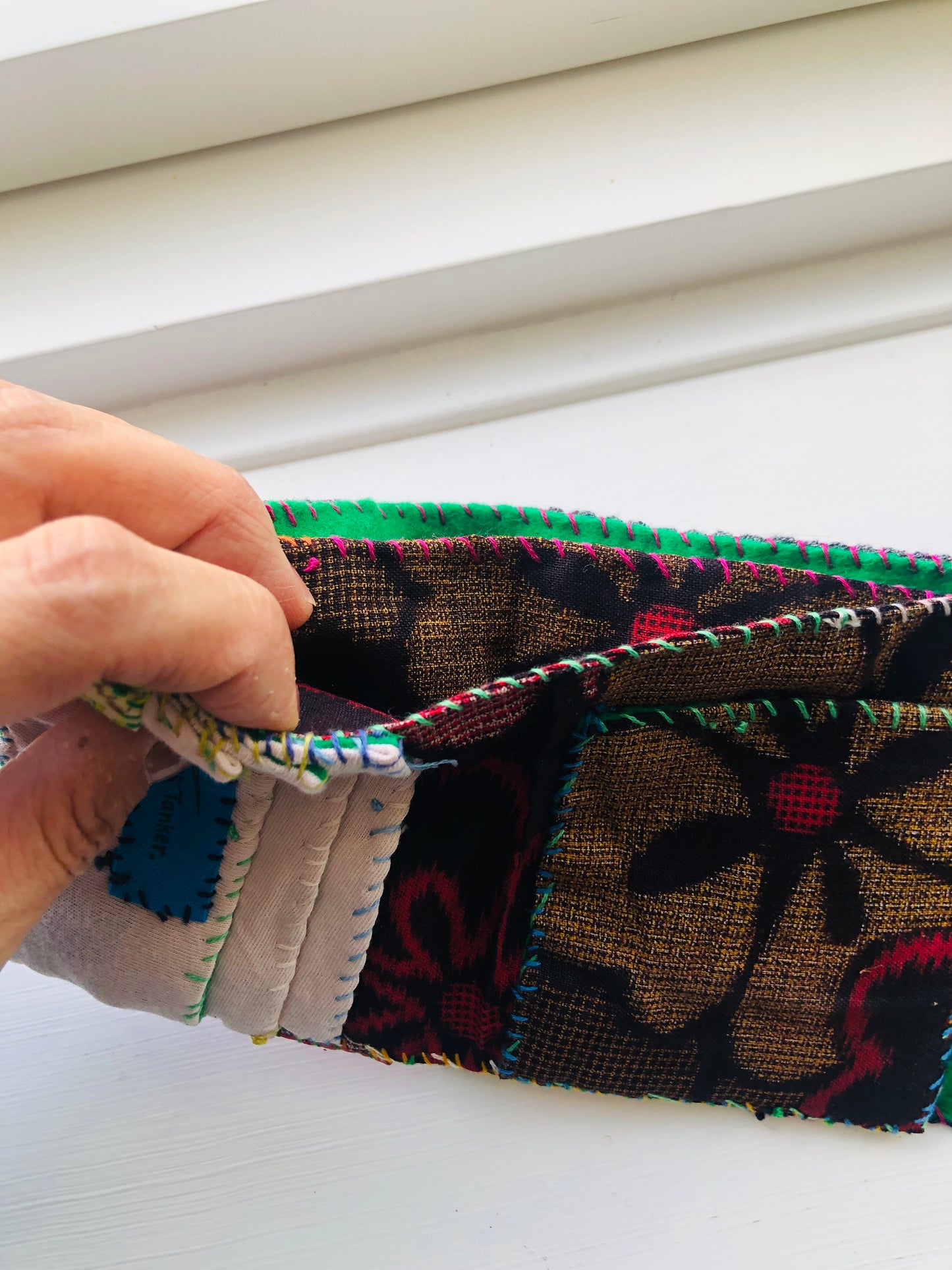 Wallet Fabric Wallet Handmade Hand-sewn Embroidered Patchwork Bi-fold 1978