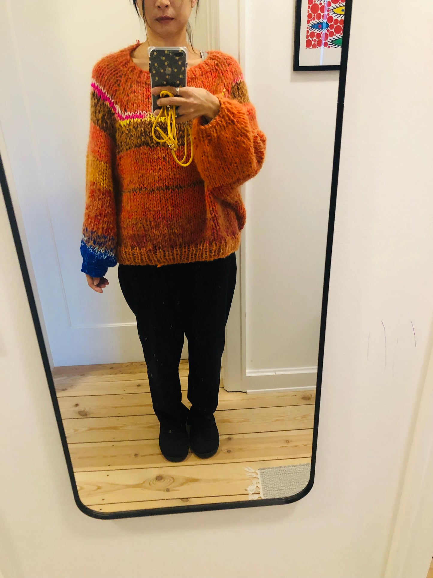 セーター　手編み　スローファッション　ファンシーヤーン　oneofakind  ショート丈　　2336