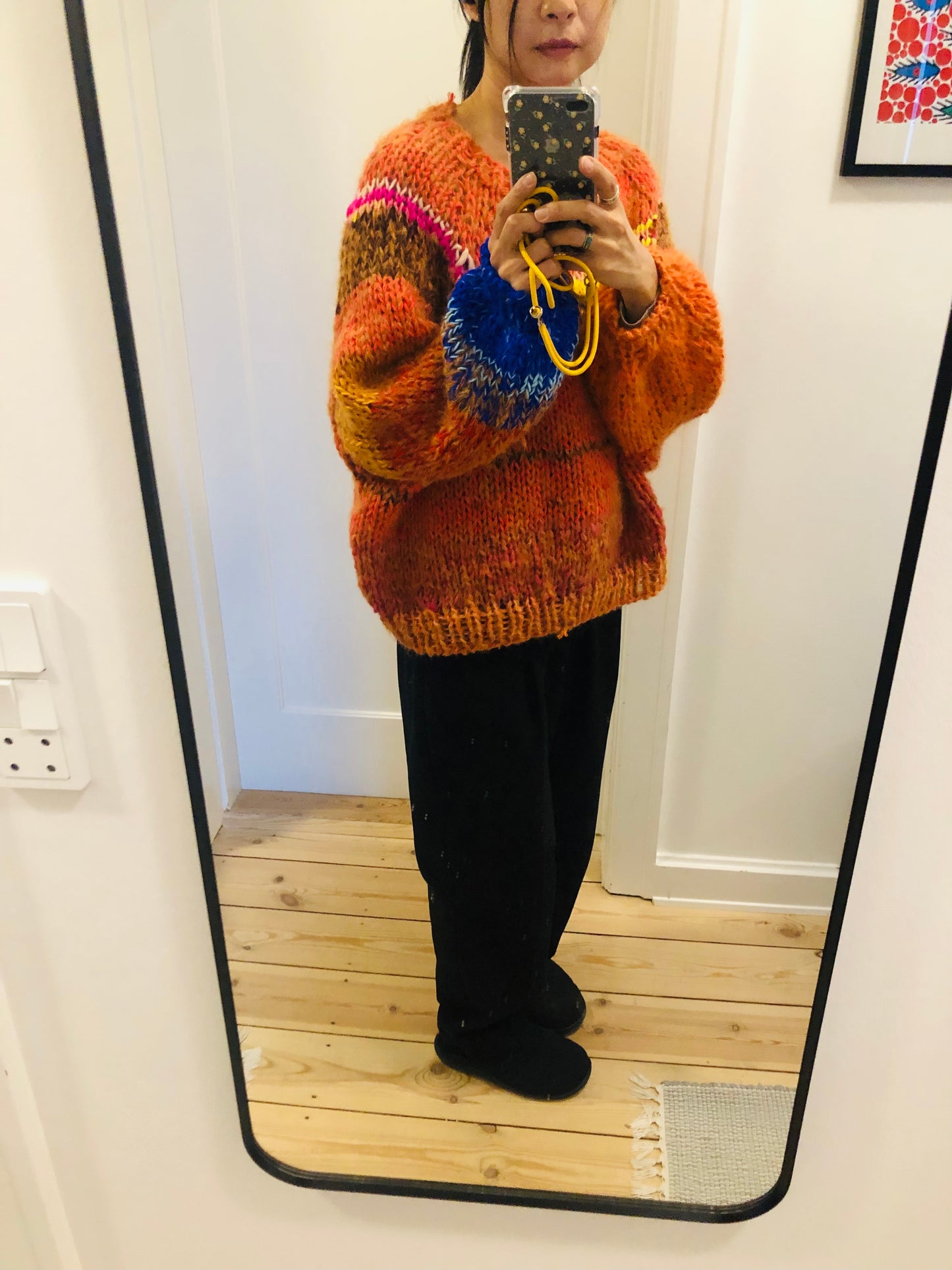 セーター　手編み　スローファッション　ファンシーヤーン　oneofakind  ショート丈　　2336