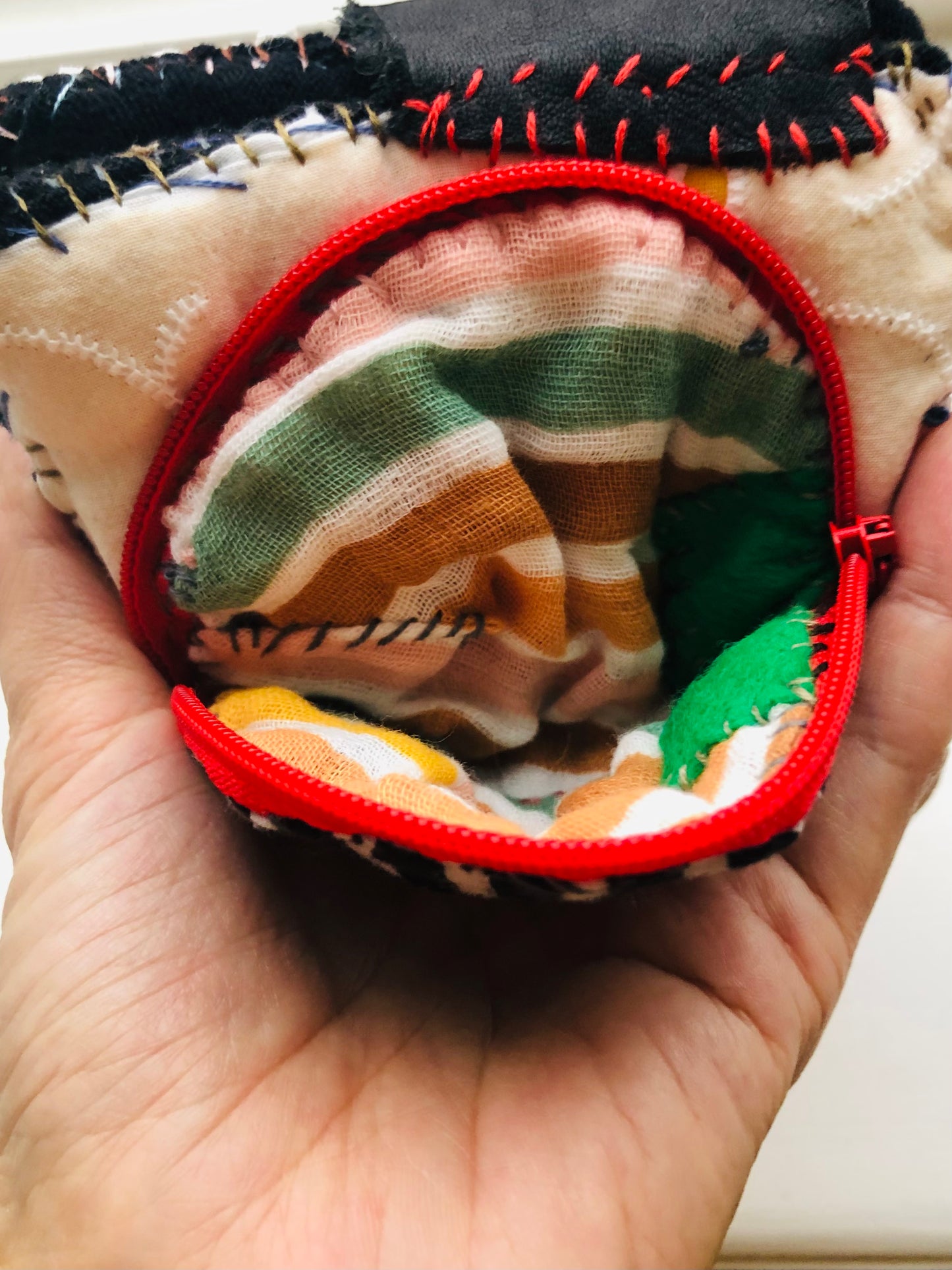 Wallet, cloth wallet, handmade, hand-sewn, embroidered, patchwork, bifold, 2290