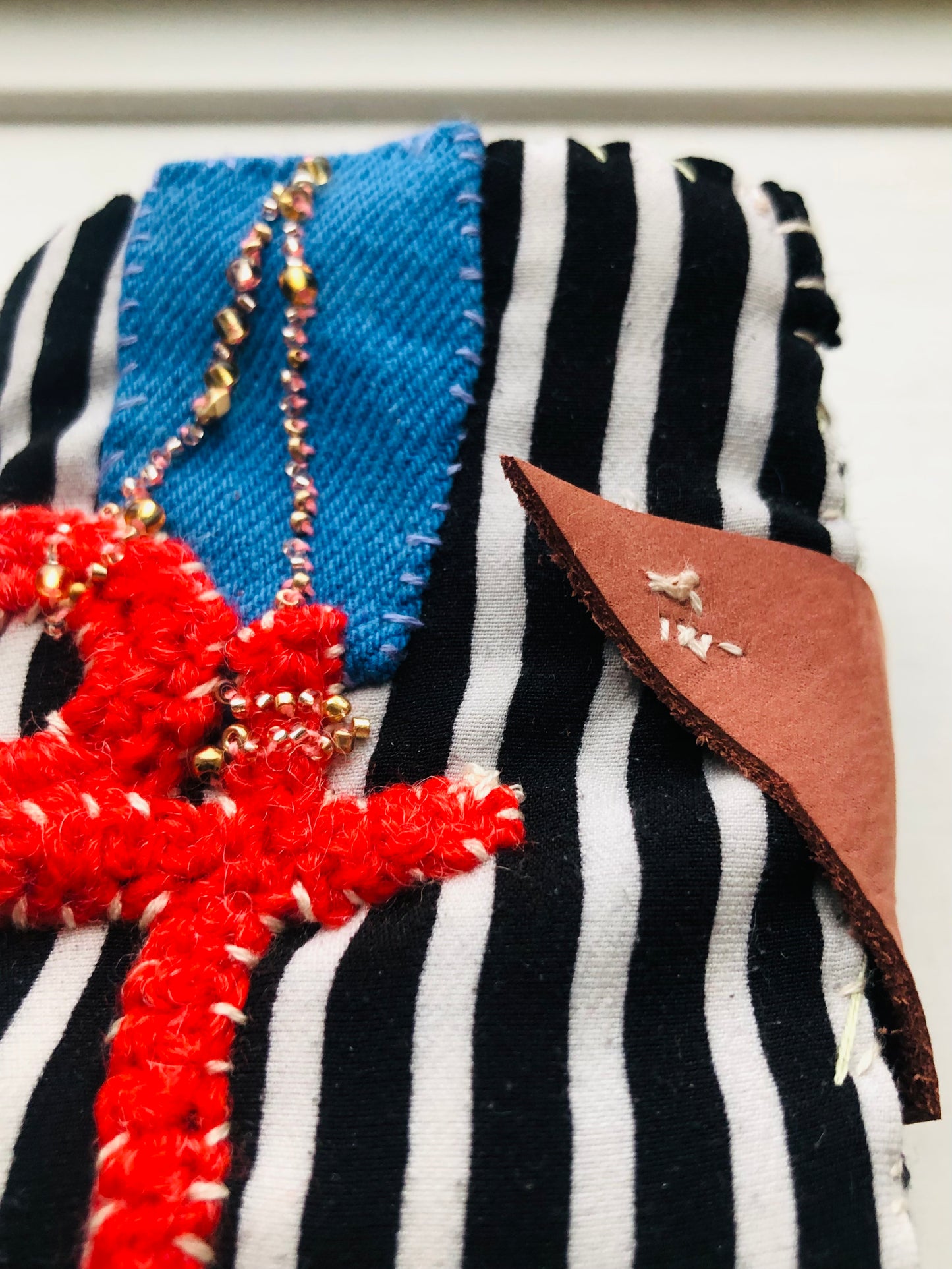 Wallet, Fabric Wallet, Handmade, Hand-Sewn, Embroidered, Patchwork, Bifold, 2289