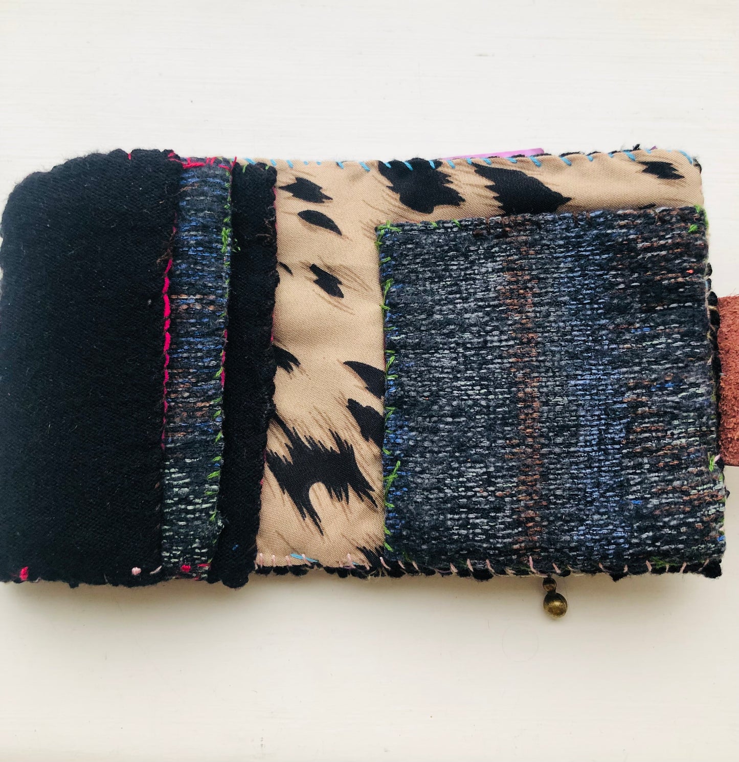 Wallet, Fabric Wallet, Handmade, Hand-Sewn, Embroidered, Patchwork, Bifold, 2289