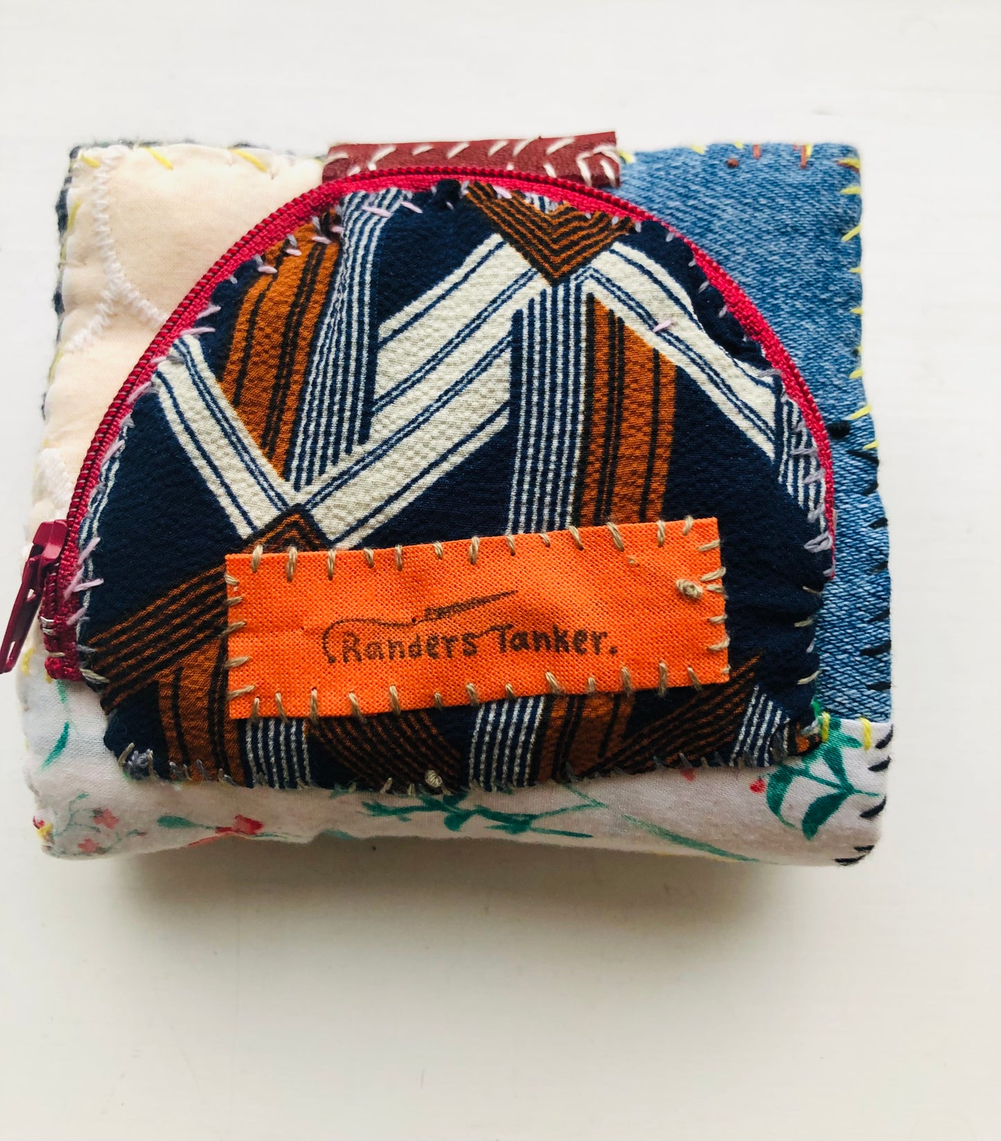 Wallet, cloth wallet, handmade, hand-sewn, embroidered, patchwork, bifold, 2293