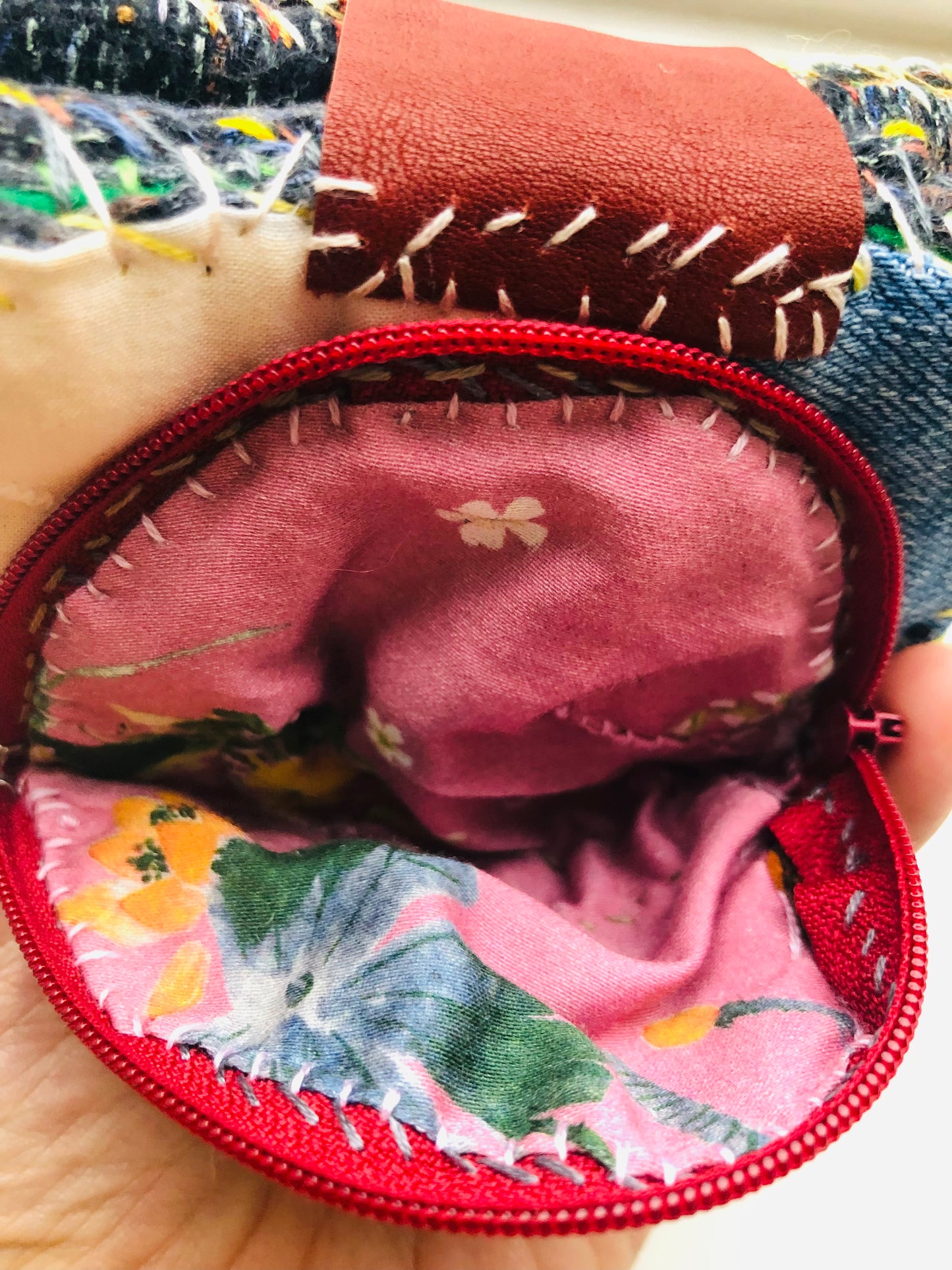 Wallet, cloth wallet, handmade, hand-sewn, embroidered, patchwork, bifold, 2293