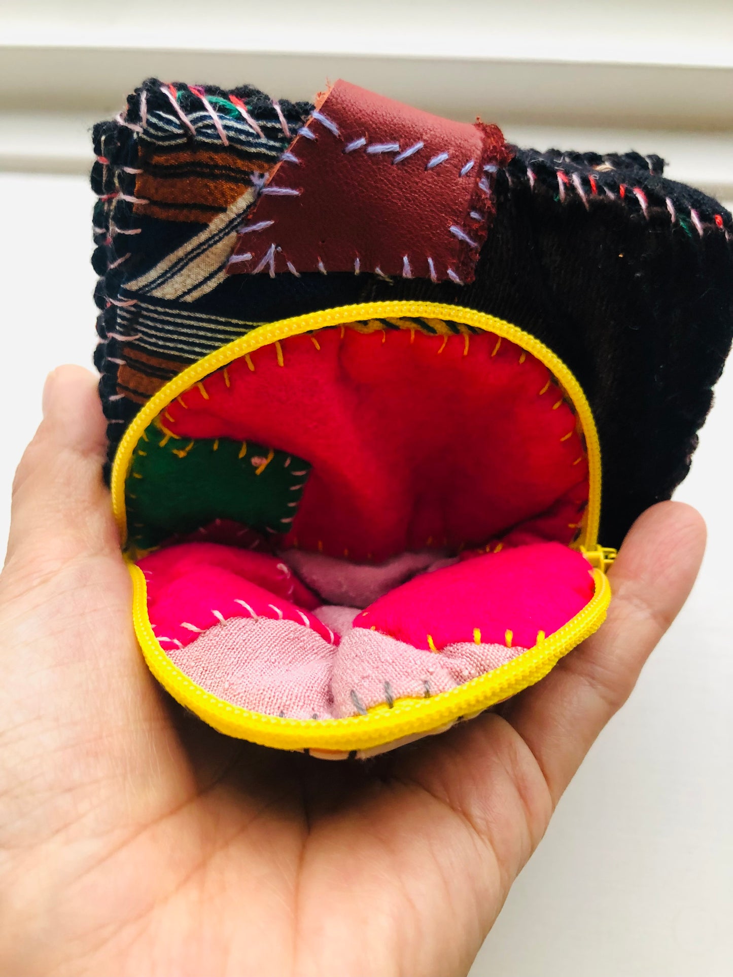 Wallet, Fabric Wallet, Handmade, Hand-Sewn, Embroidered, Patchwork, Bifold, 2291