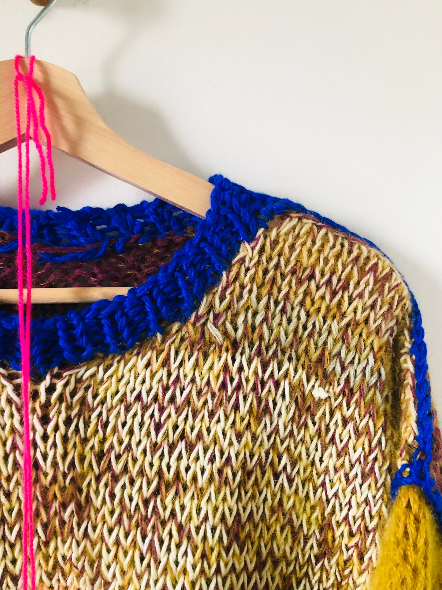 セーター　手編み　スローファッション　ファンシーヤーン　oneofakind  ショート丈　　2346