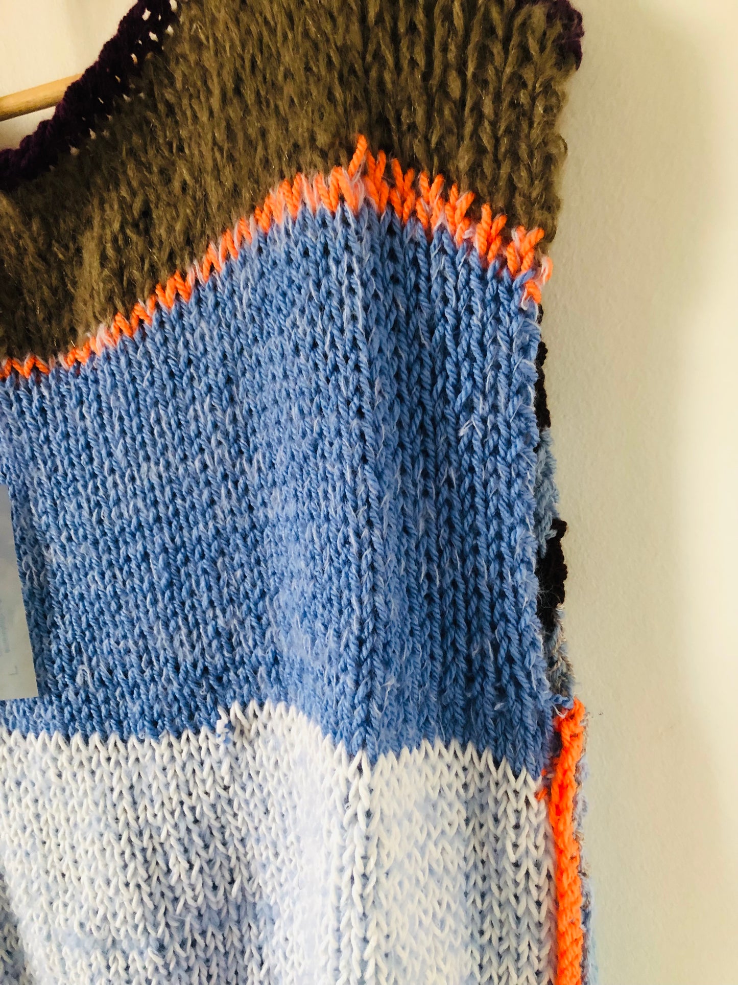 セーター　手編み　スローファッション　2way　ファンシーヤーン　oneofakind  ベスト　ロング丈　2350