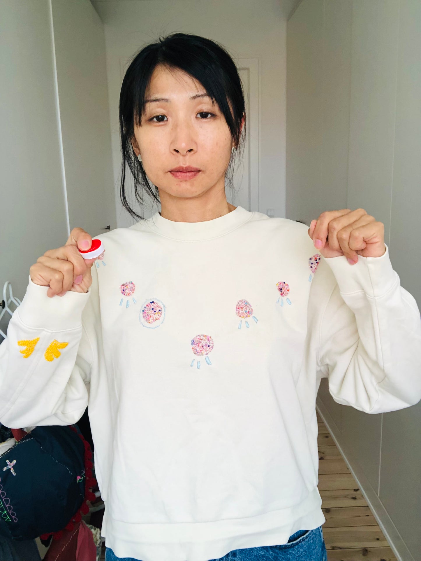 古着リメイク　布製　スローファッション　刺繍　手刺繍　再生　ハンドメイド　2017