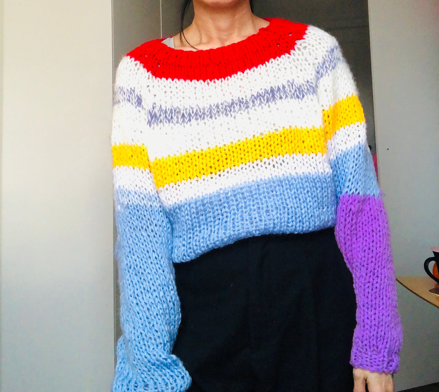 セーター　手編み　スローファッション　ファンシーヤーン　oneofakind  　2364