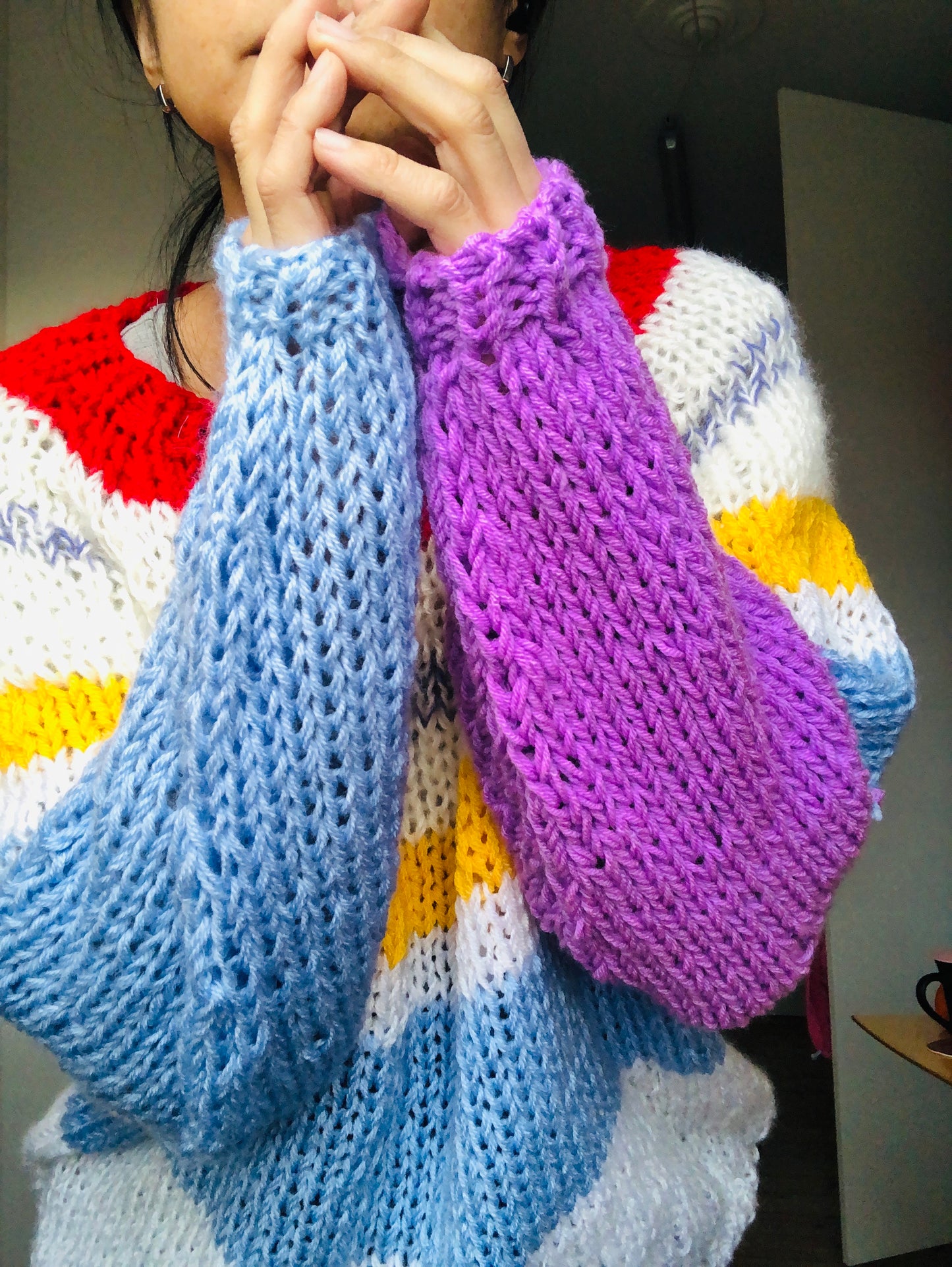 セーター　手編み　スローファッション　ファンシーヤーン　oneofakind  　2364