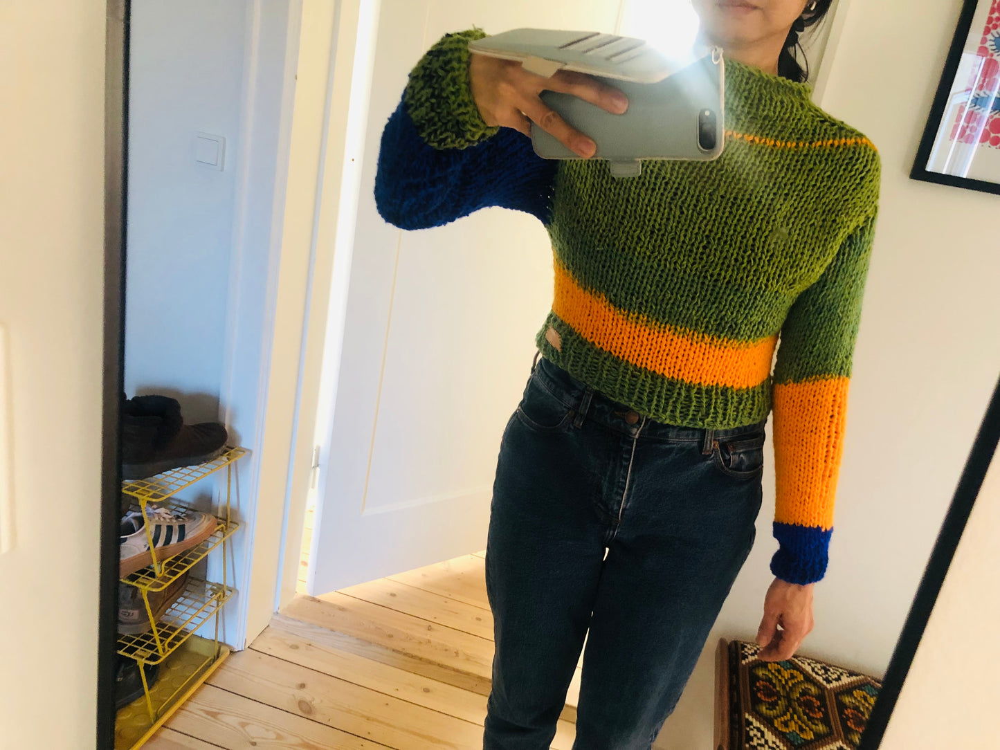 セーター　手編み 細め　スローファッション　ファンシーヤーン　oneofakind  　2368