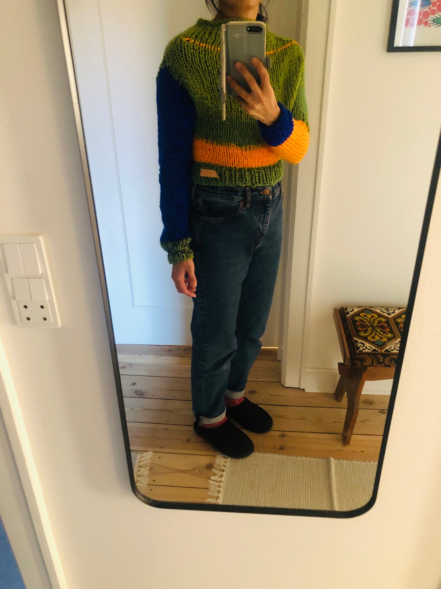 セーター　手編み 細め　スローファッション　ファンシーヤーン　oneofakind  　2368