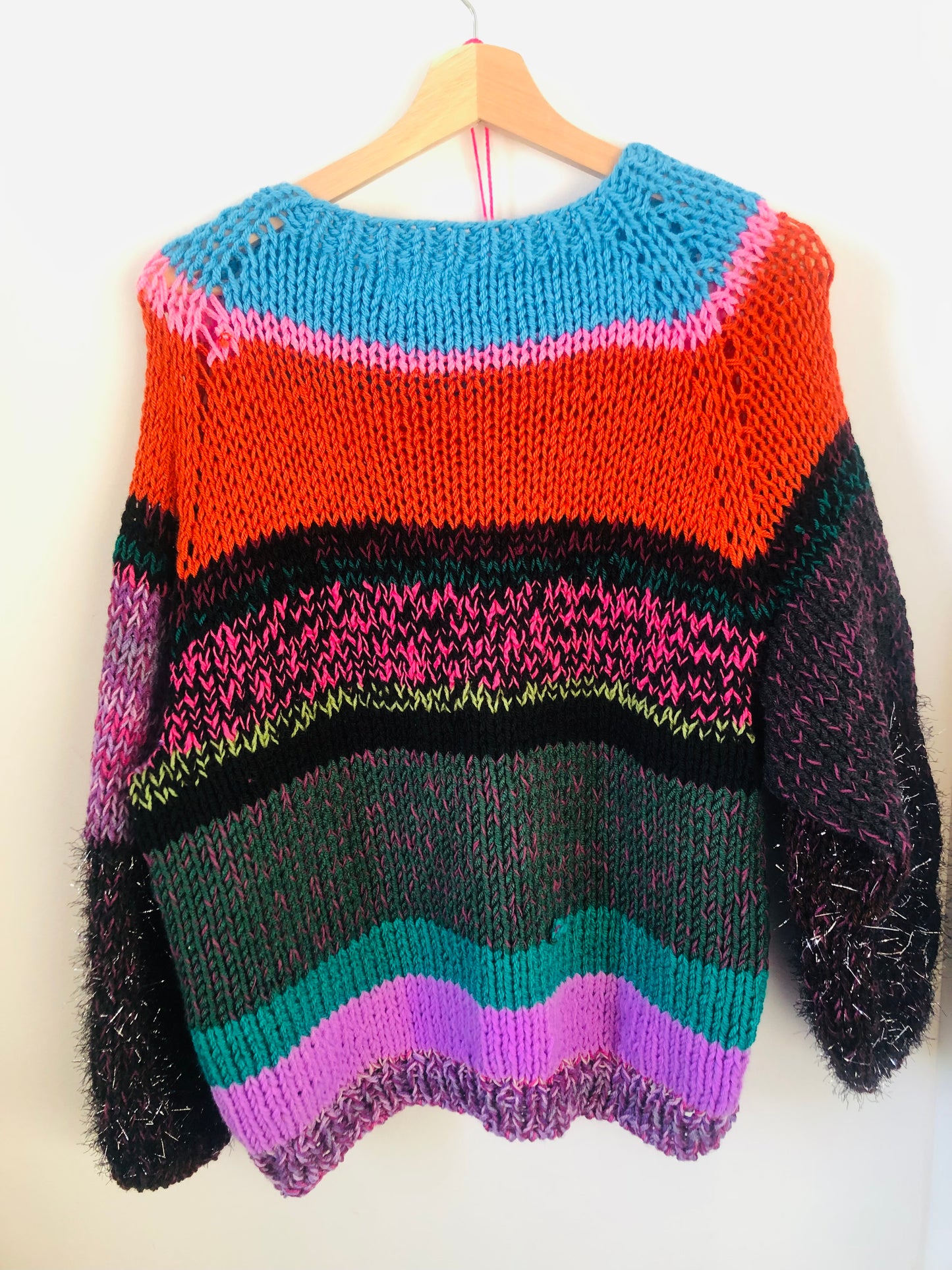 セーター　手編み  スローファッション　ファンシーヤーン　oneofakind  　2369