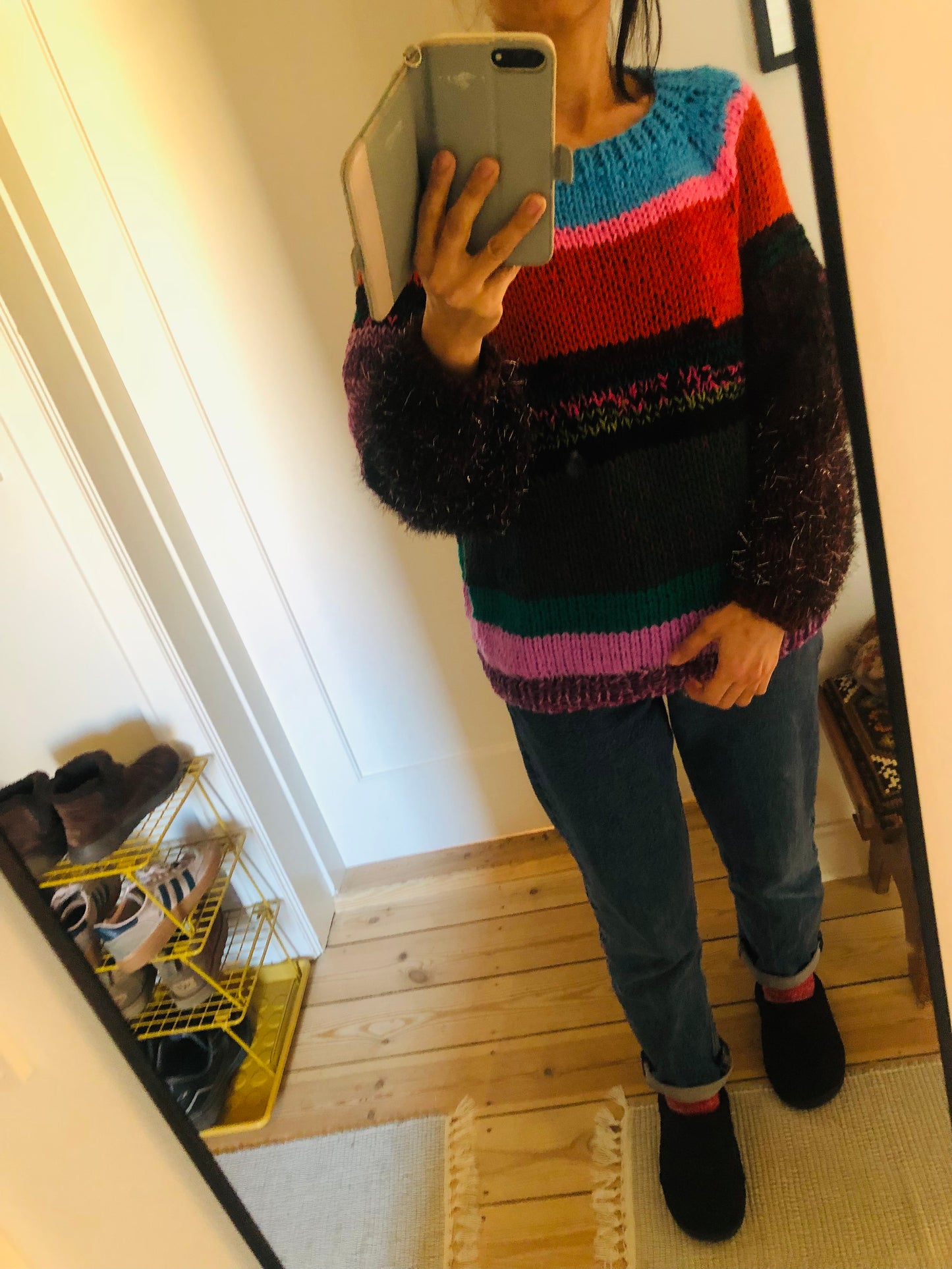 セーター　手編み  スローファッション　ファンシーヤーン　oneofakind  　2369