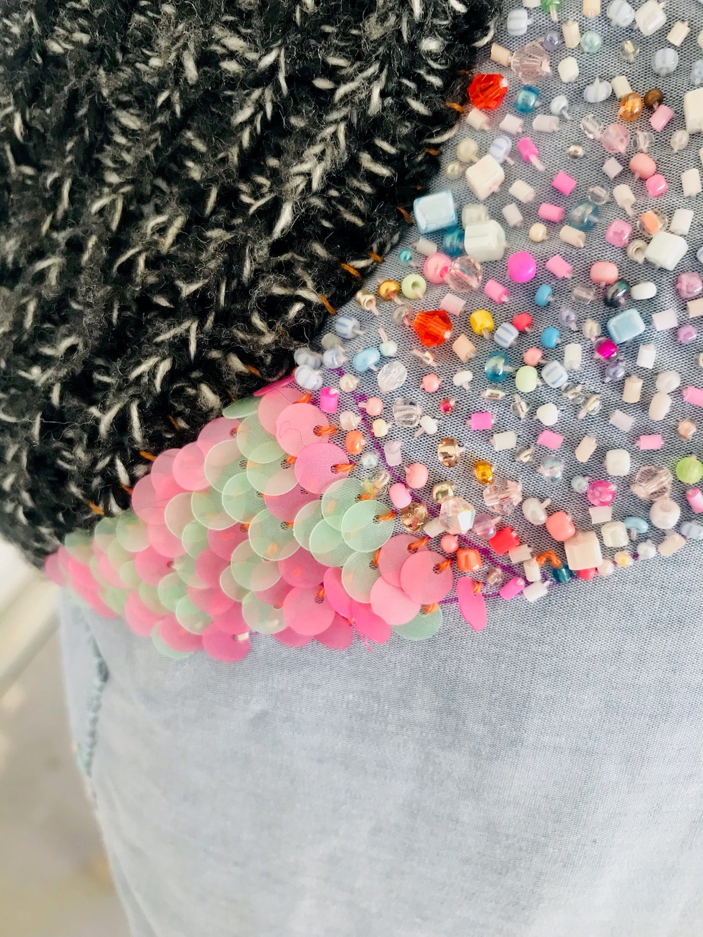 Bag   手縫いのバッグ　  布製　本革持ち手　スローファッション　ハンドメイド　1663