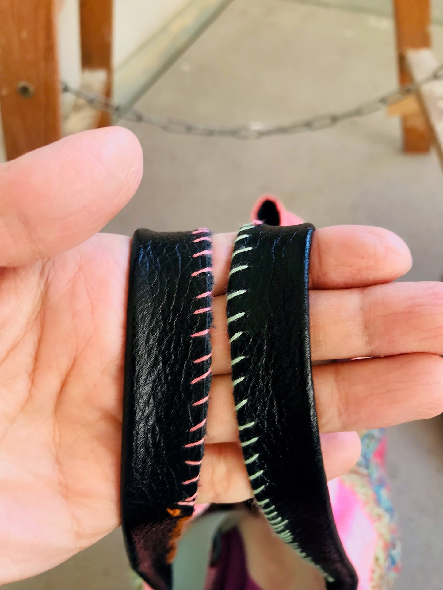 Taske håndsyet taske stof ægte læder håndtag slow fashion håndlavet 1662 