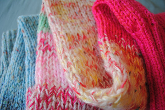 Muffler stole hand-knitted mixed yarn colorful 1645