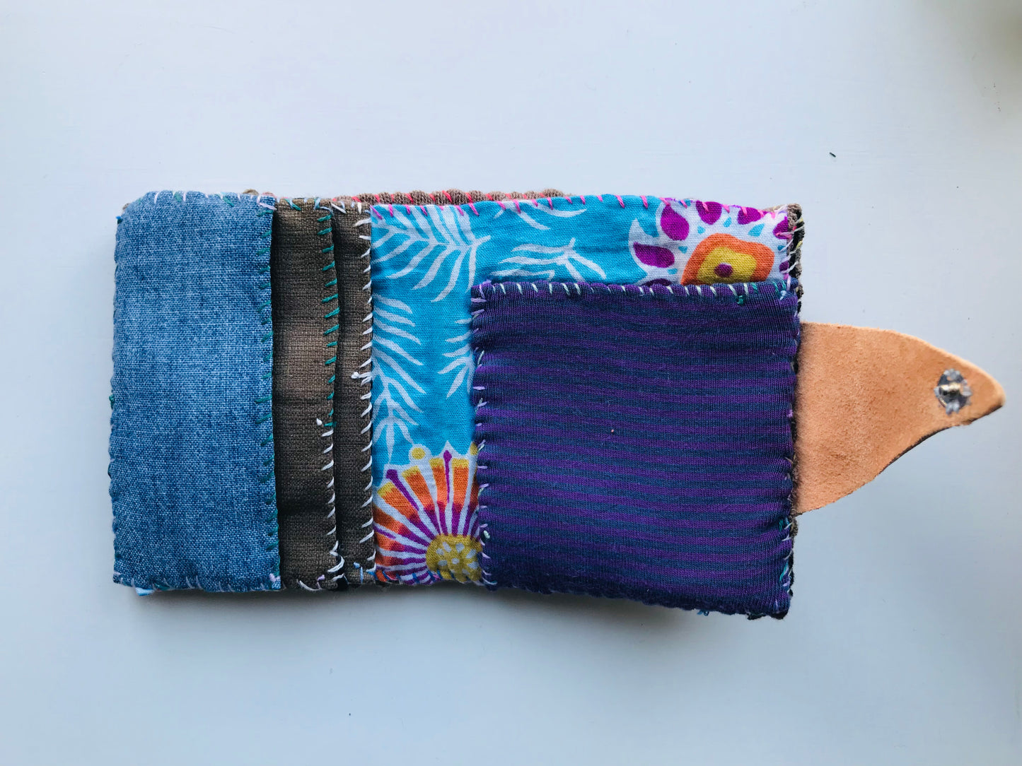 Wallet Cloth Wallet Handmade Hand Sewn Embroidered Patchwork Bifold 1654